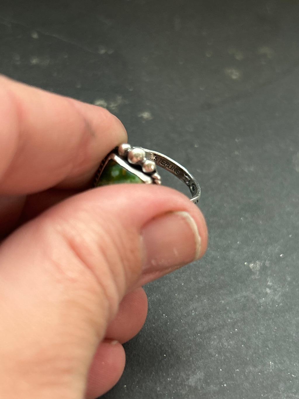 Sonoran Mountain Turquoise Stamped Stacking Ring