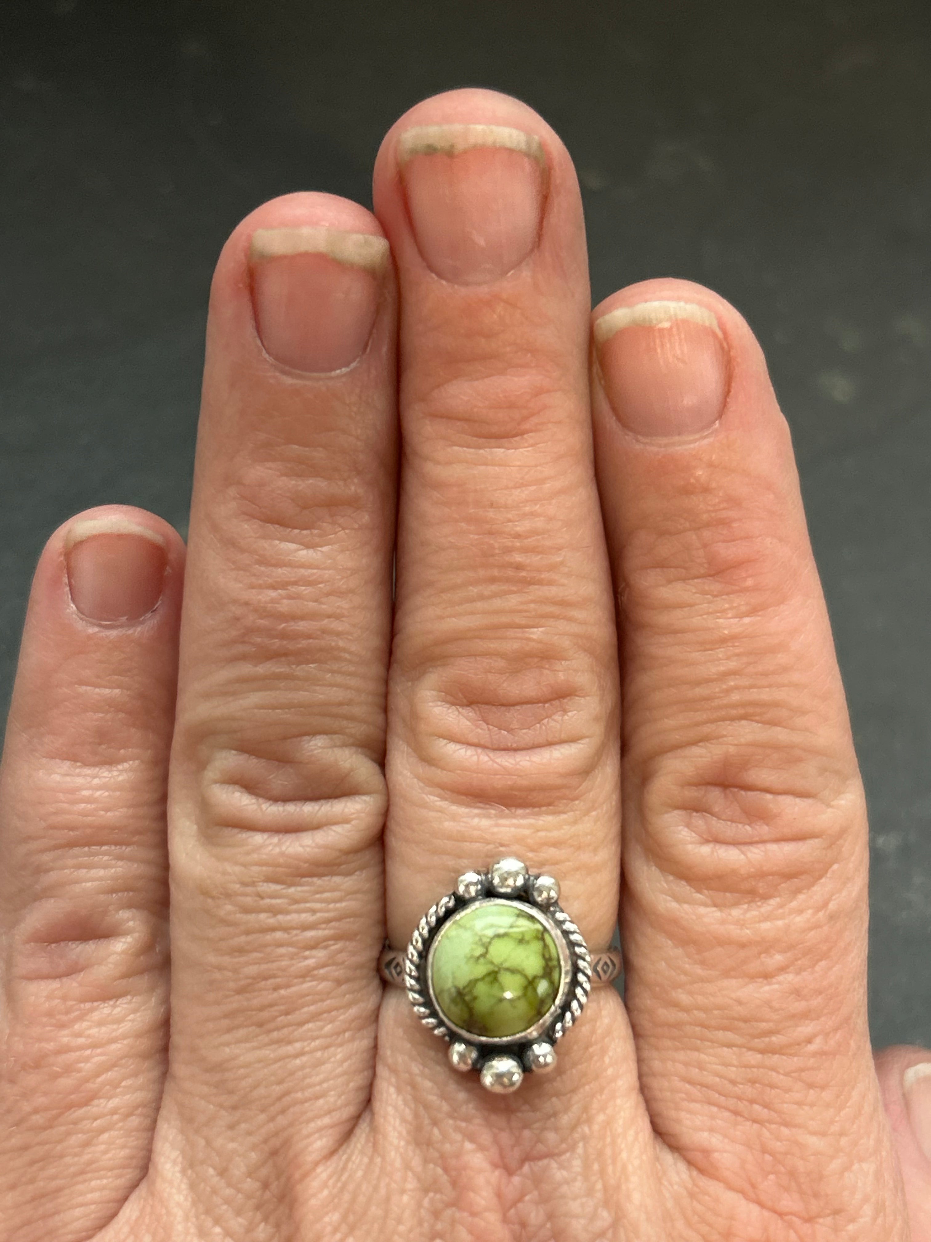 Sonoran Gold Turquoise Stamped Stacking Ring