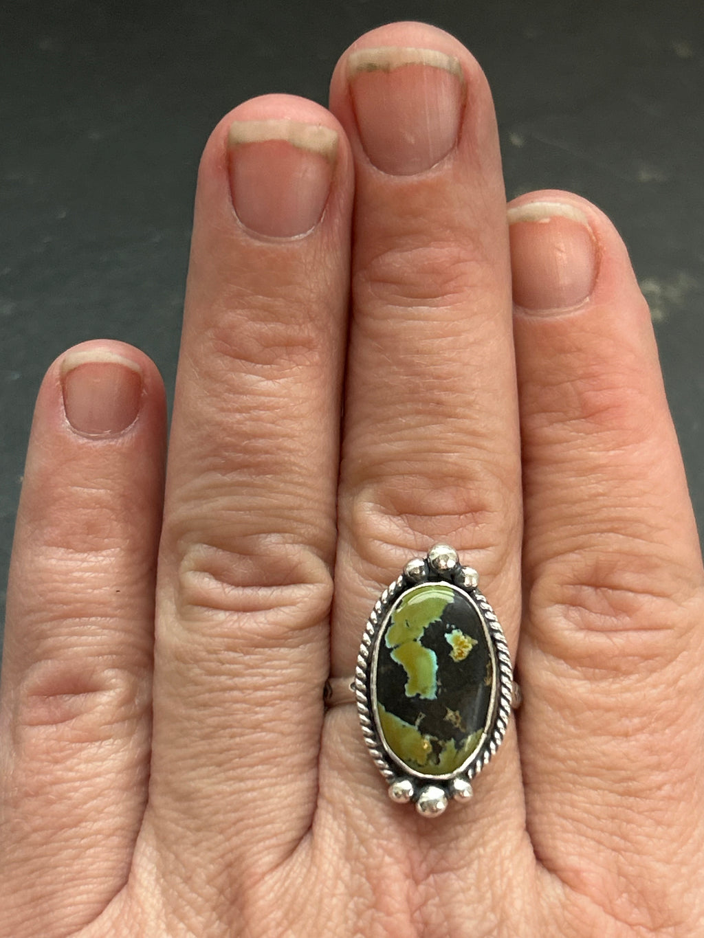 Black Hills Turquoise Stamped Stacking Ring Style #2