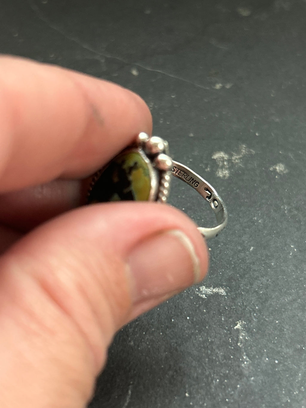 Black Hills Turquoise Stamped Stacking Ring Style #2