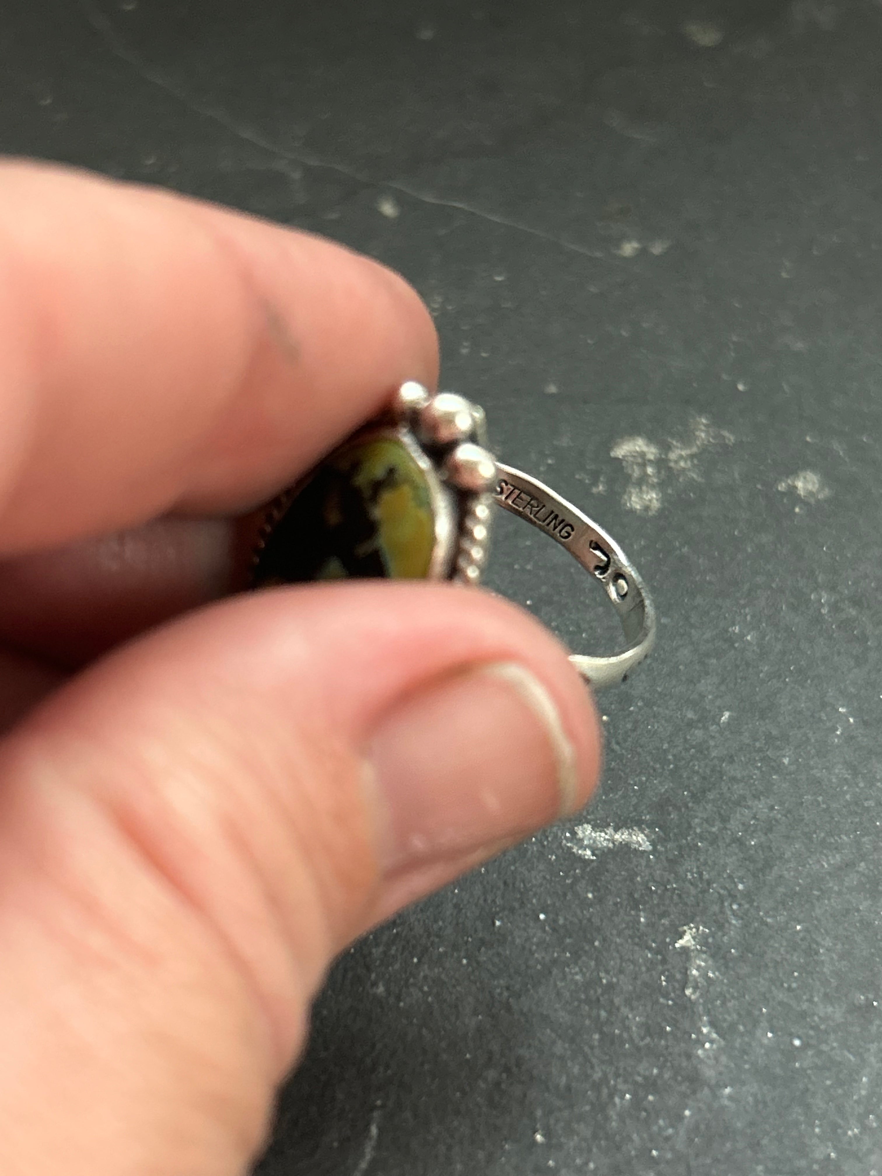 Black Hills Turquoise Stamped Stacking Ring Style #2