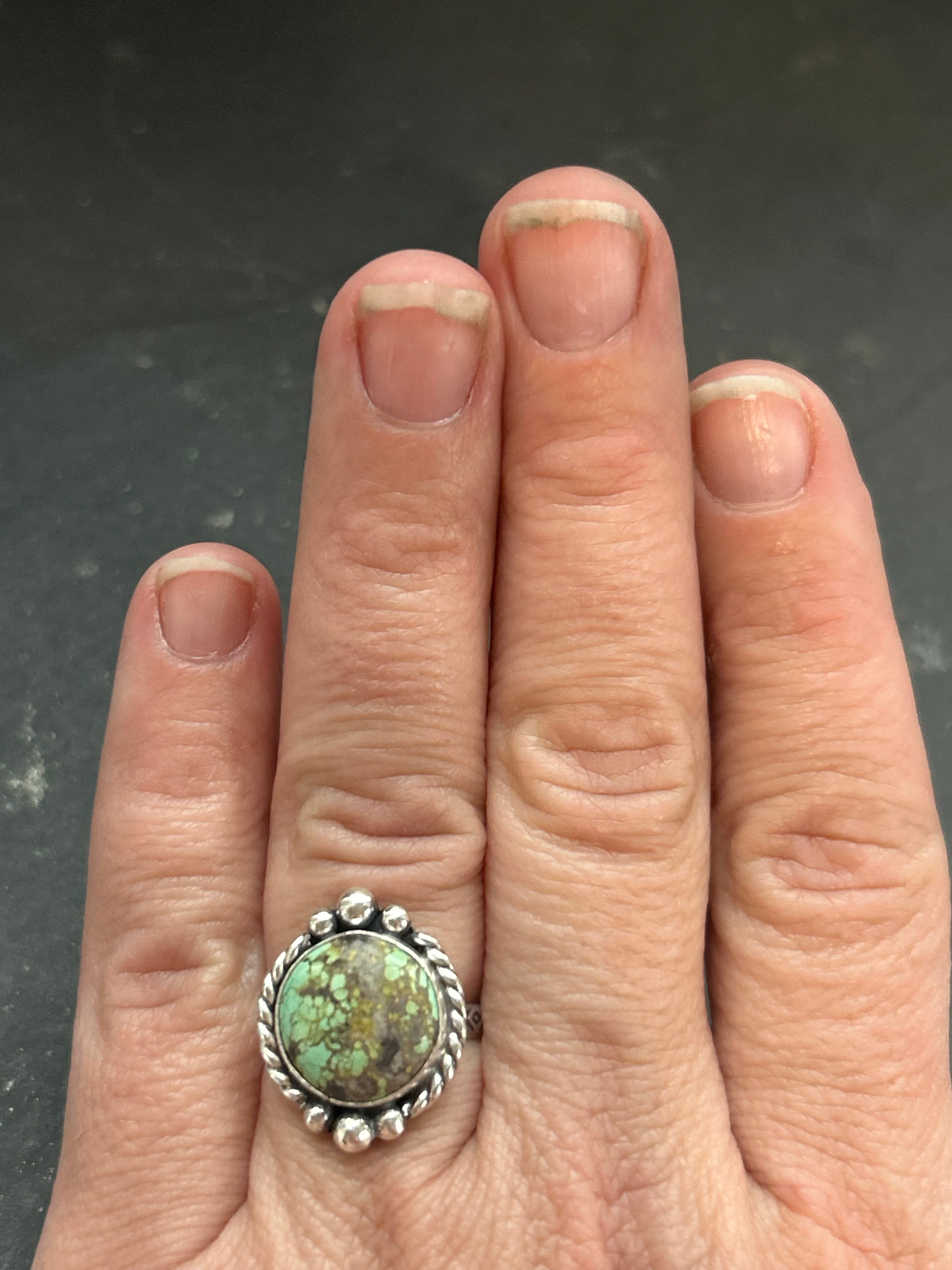 Firebird Turquoise Stamped Stacking Ring Style #1