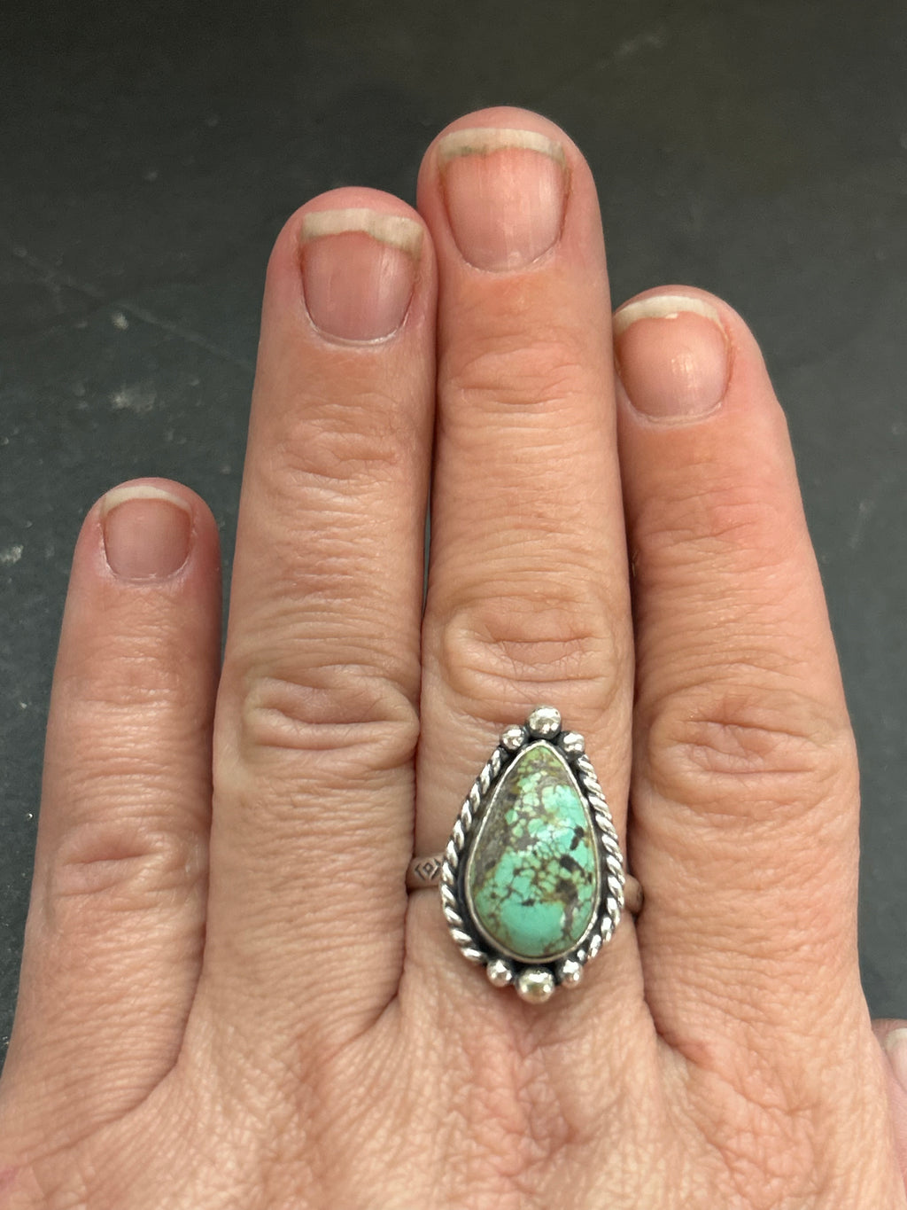 Firebird Turquoise Stamped Stacking Ring Style #2
