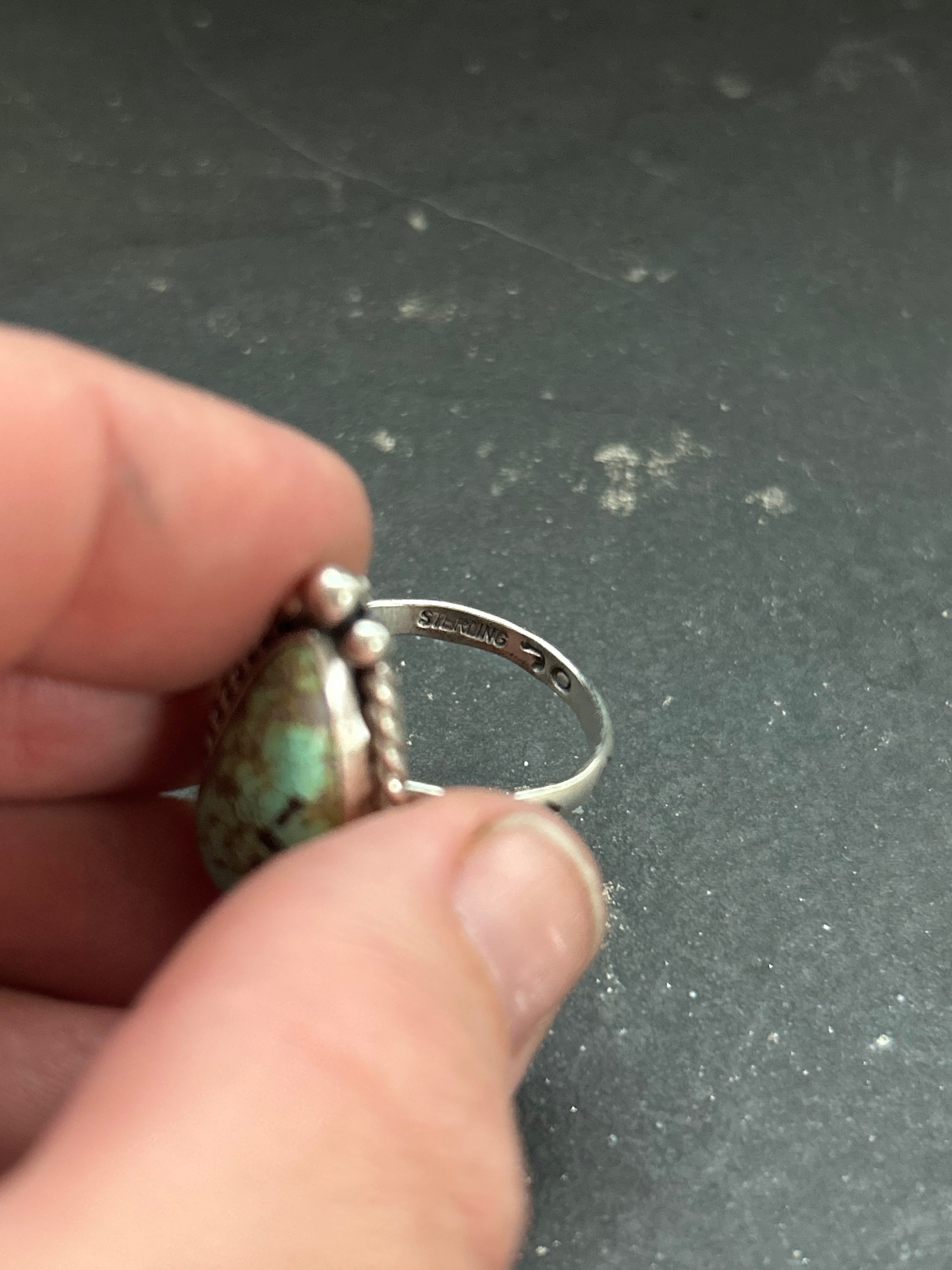 Firebird Turquoise Stamped Stacking Ring Style #2