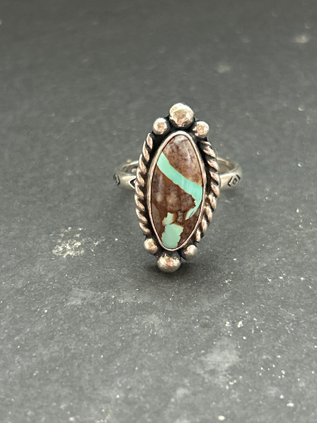 Ribbon Royston Turquoise Stamped Stacking Ring Style #3
