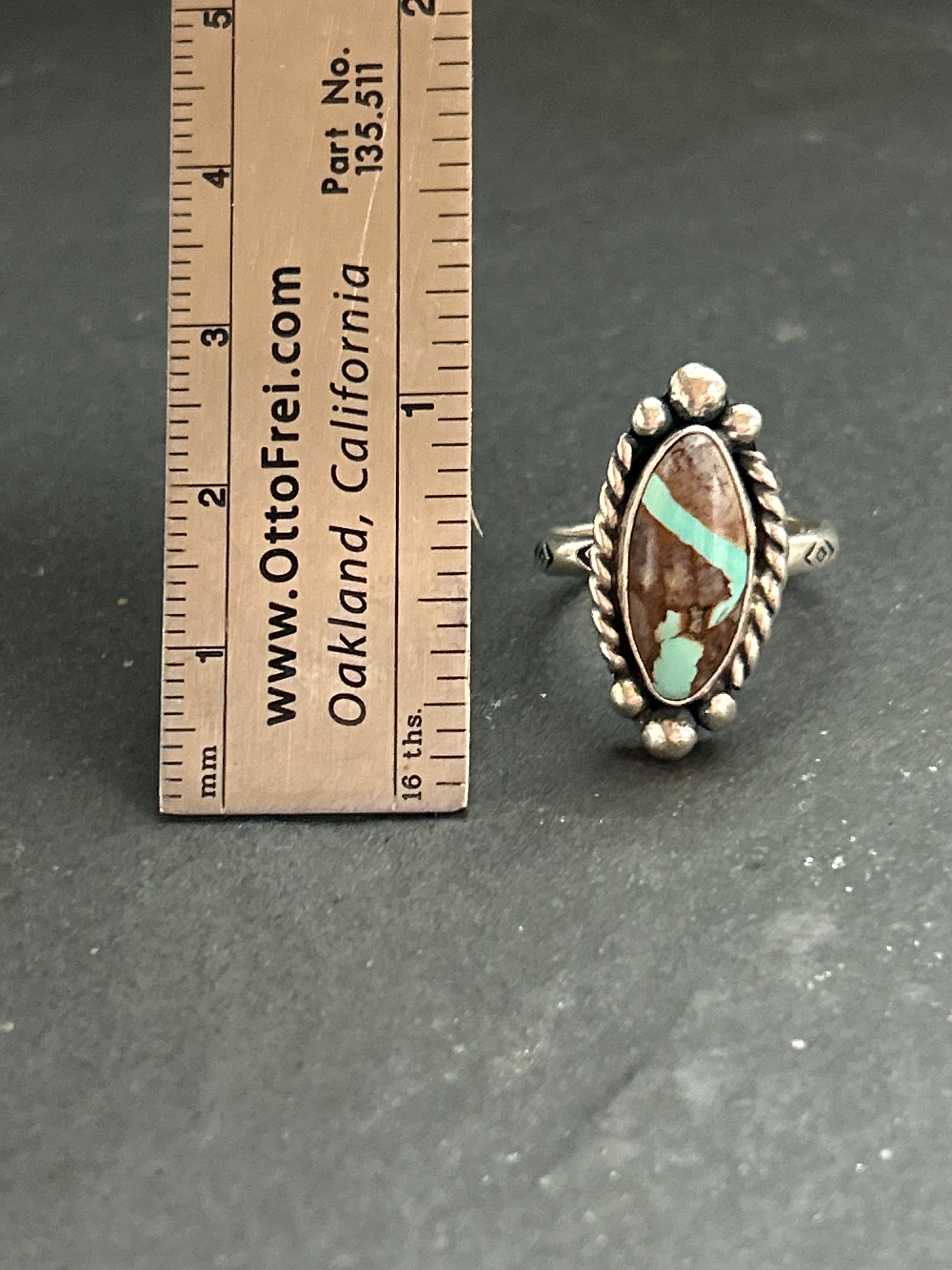 Ribbon Royston Turquoise Stamped Stacking Ring Style #3