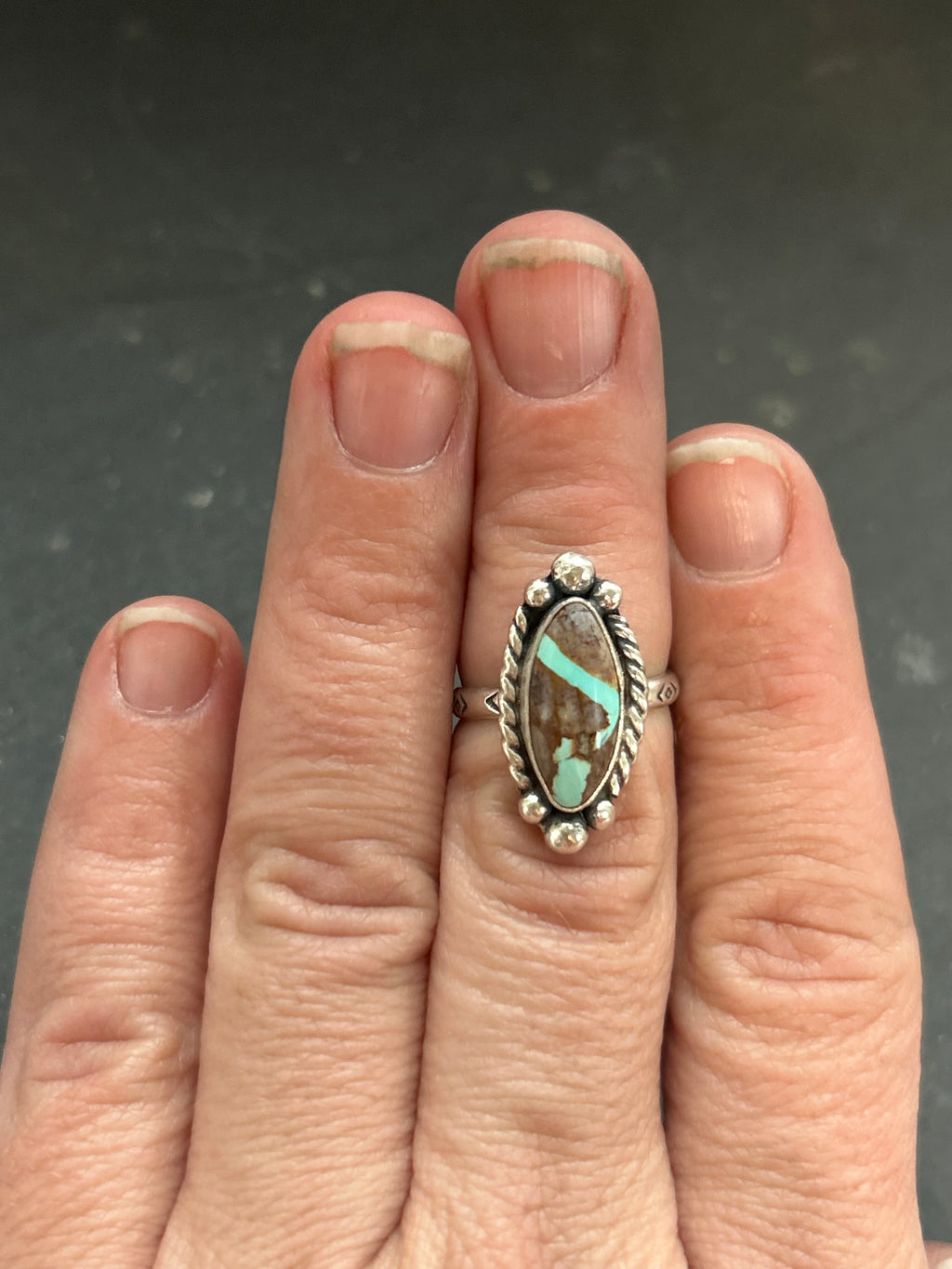 Ribbon Royston Turquoise Stamped Stacking Ring Style #3