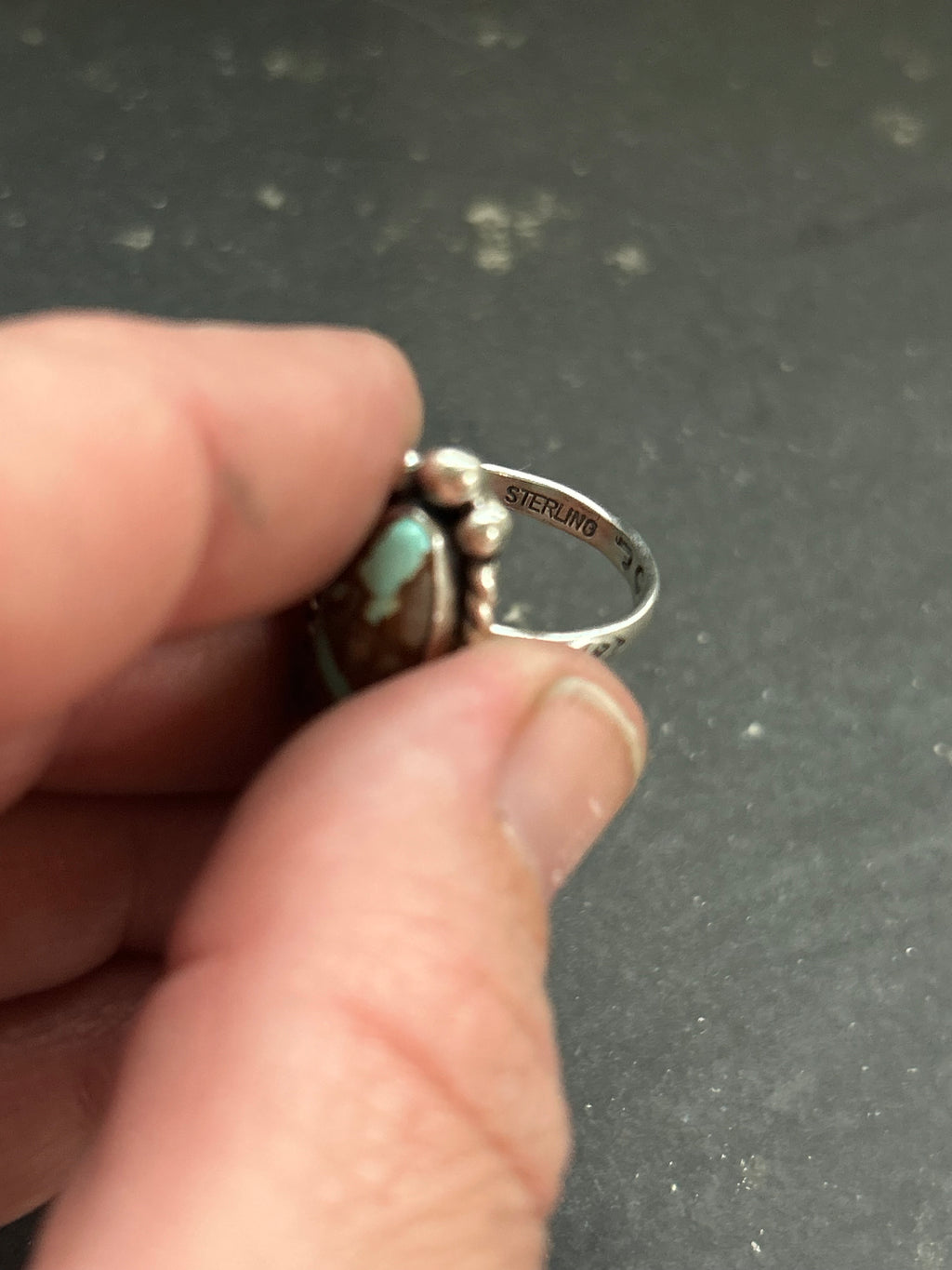 Ribbon Royston Turquoise Stamped Stacking Ring Style #3