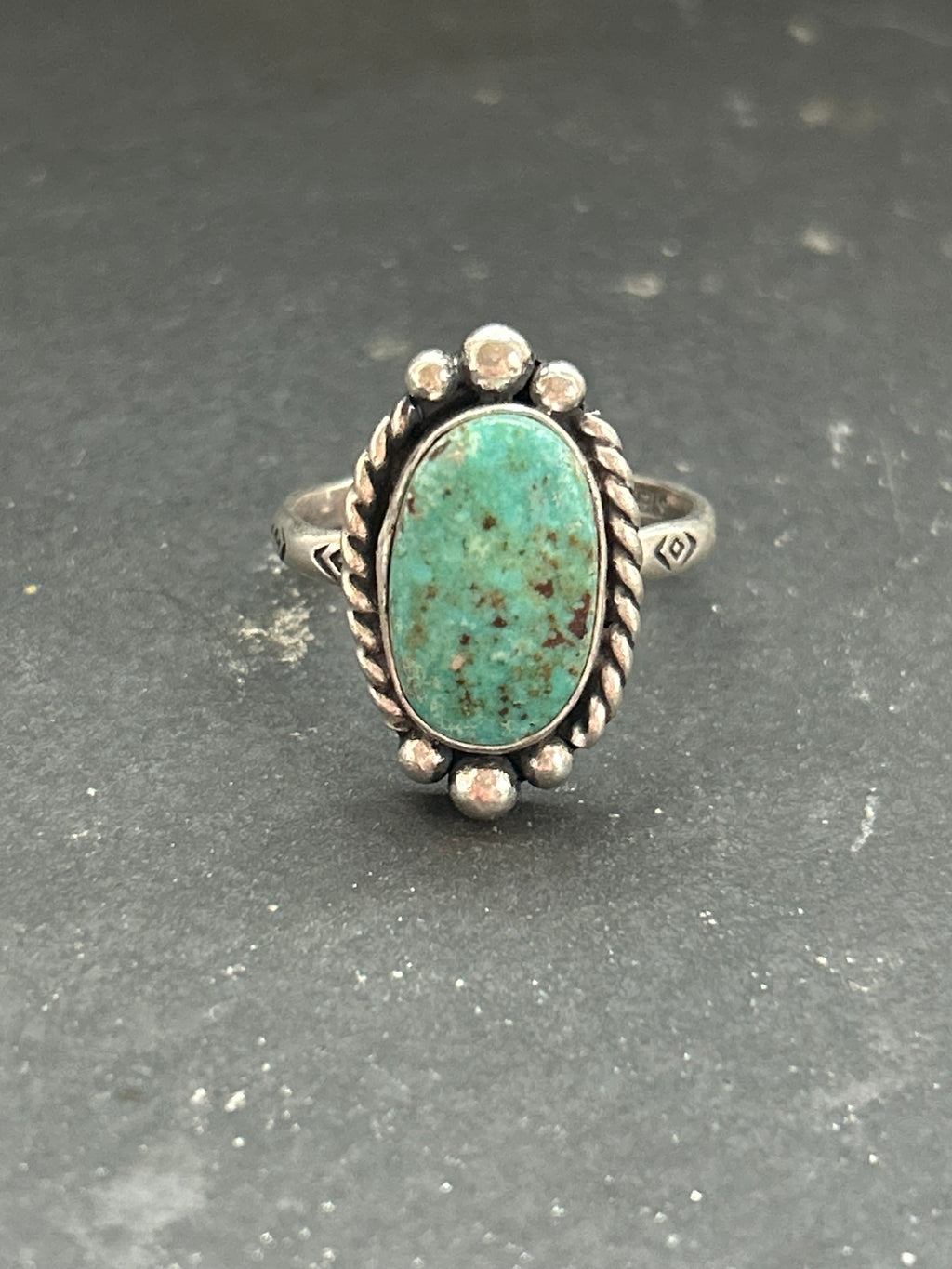 Cripple Creek Turquoise Stamped Stacking Ring