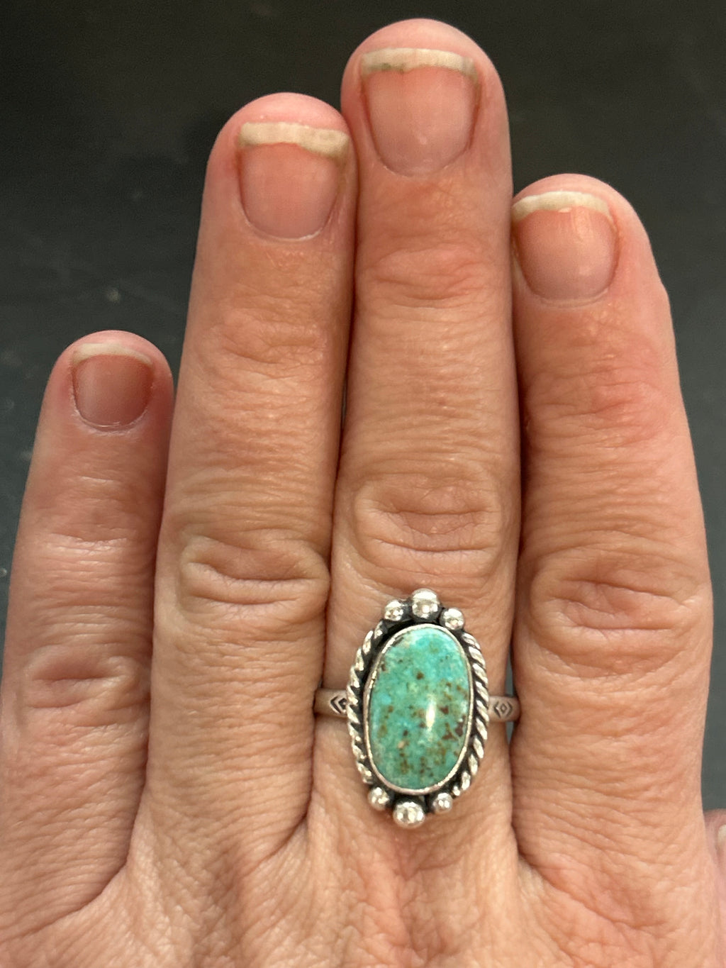 Cripple Creek Turquoise Stamped Stacking Ring