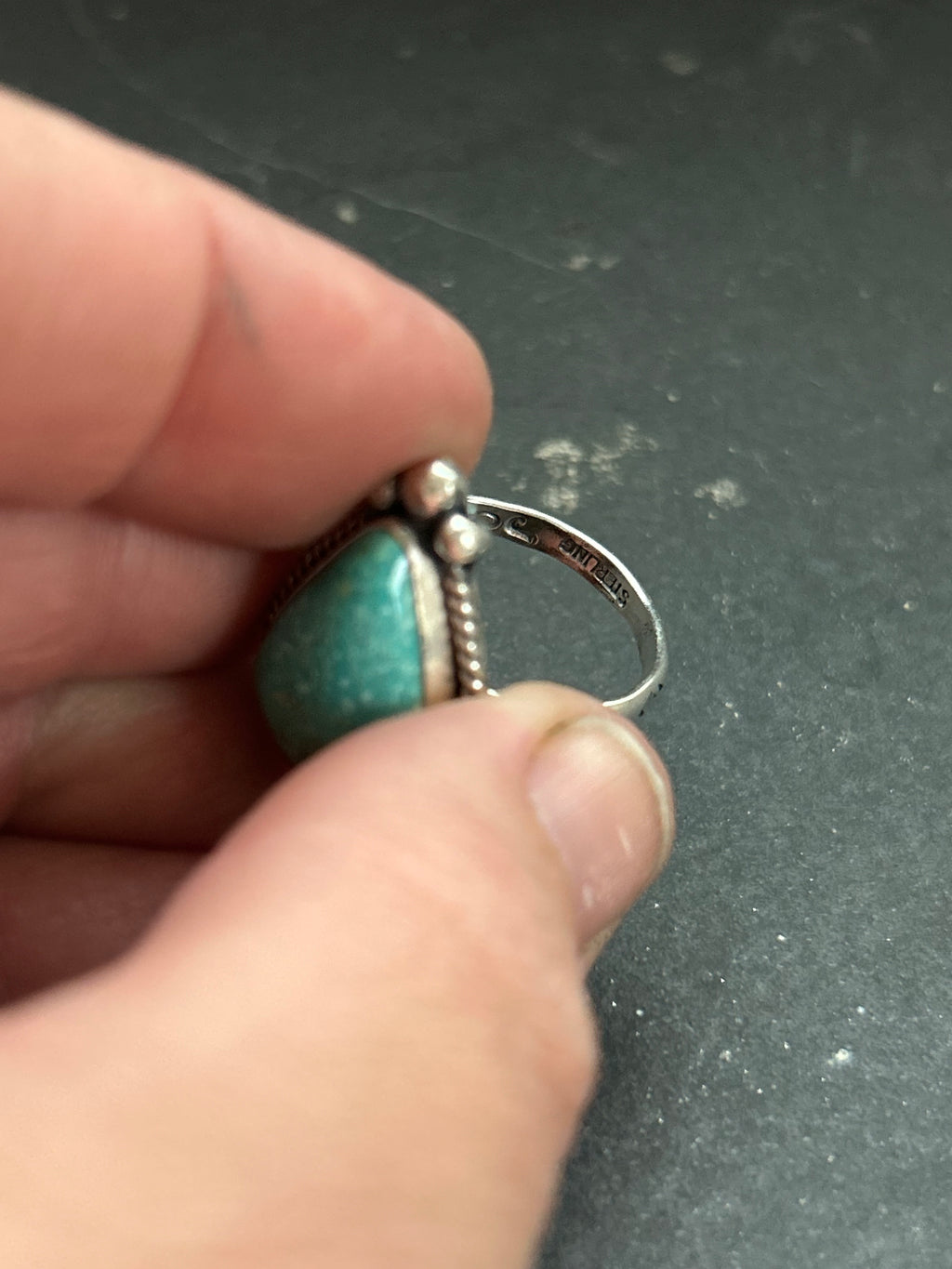 Royston Turquoise Stamped Stacking Ring Style #6