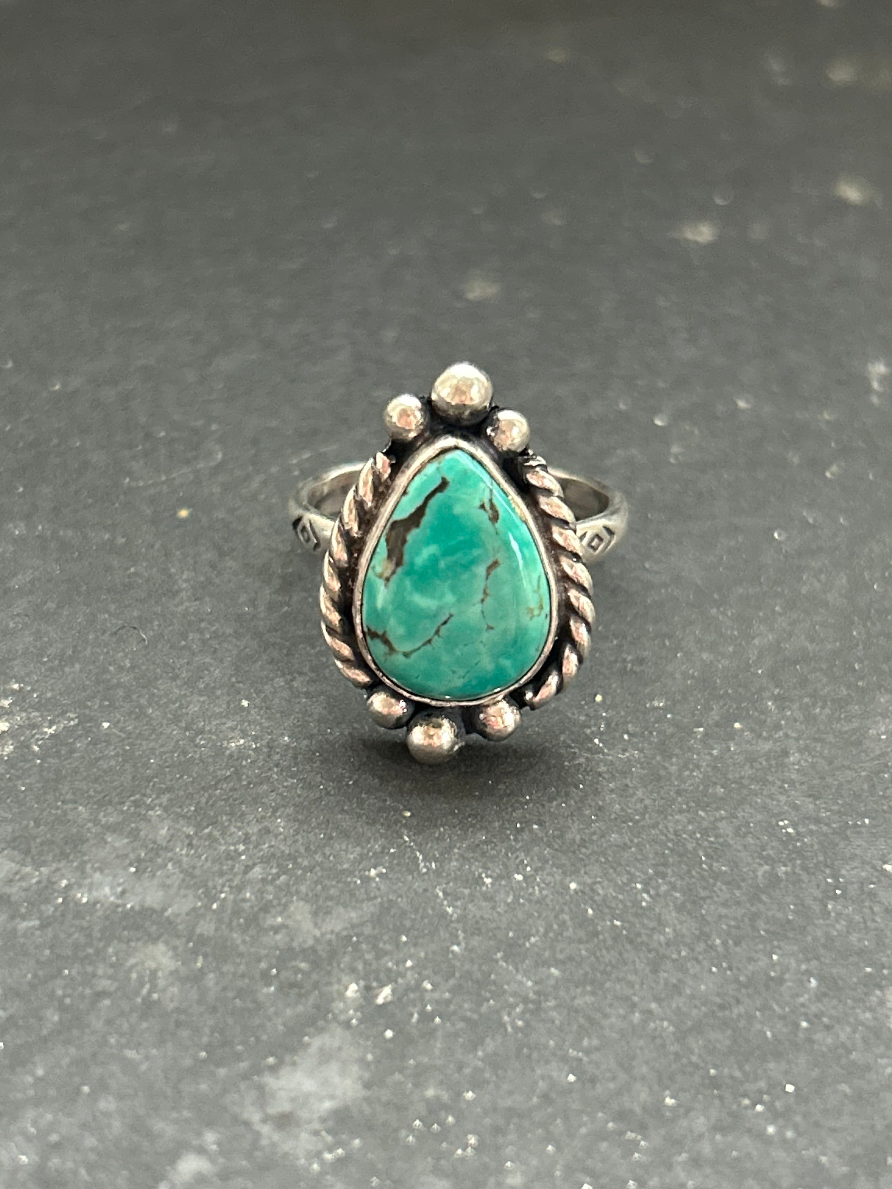 Tyrone Turquoise Stamped Stacking Ring