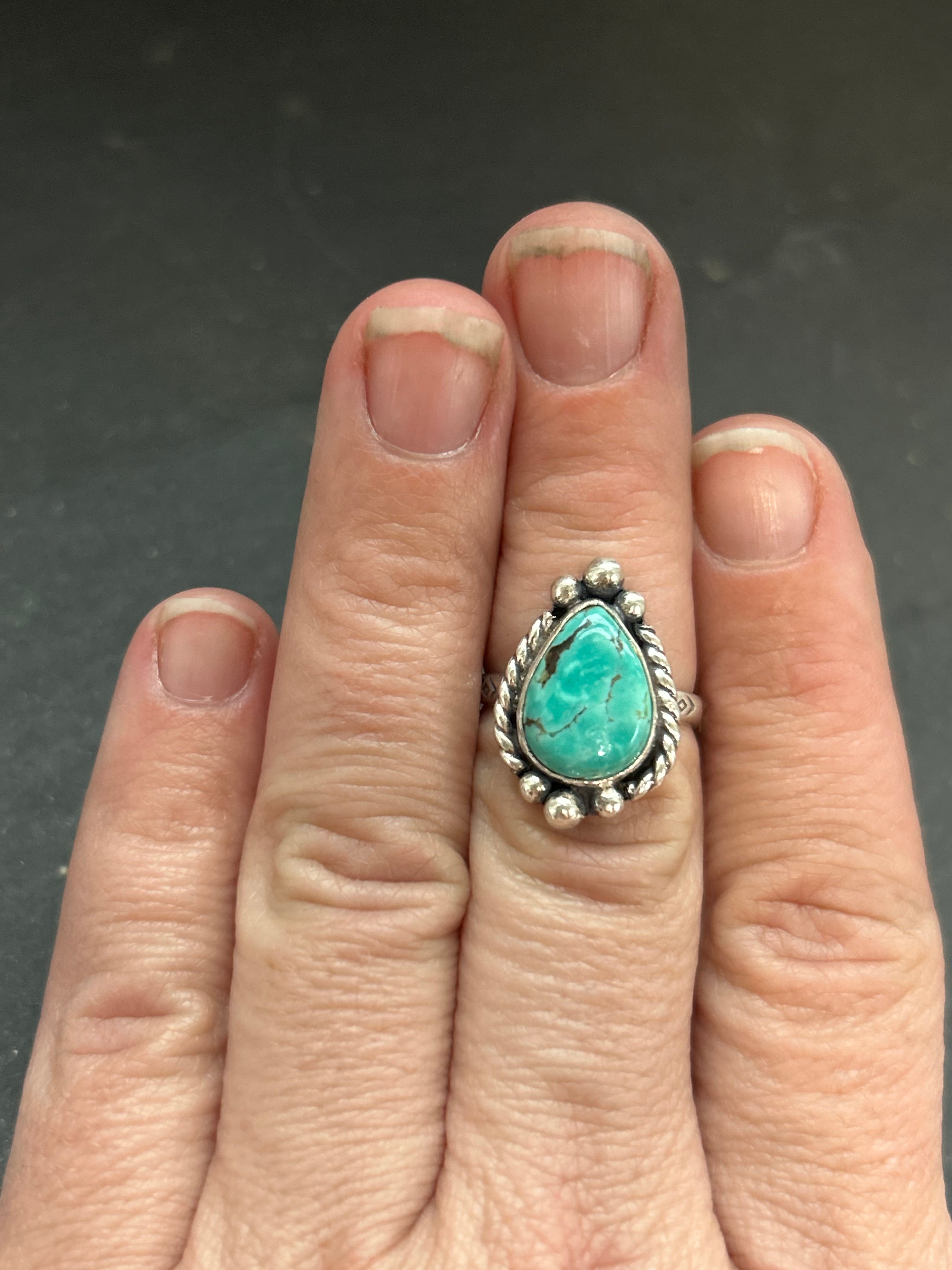Tyrone Turquoise Stamped Stacking Ring
