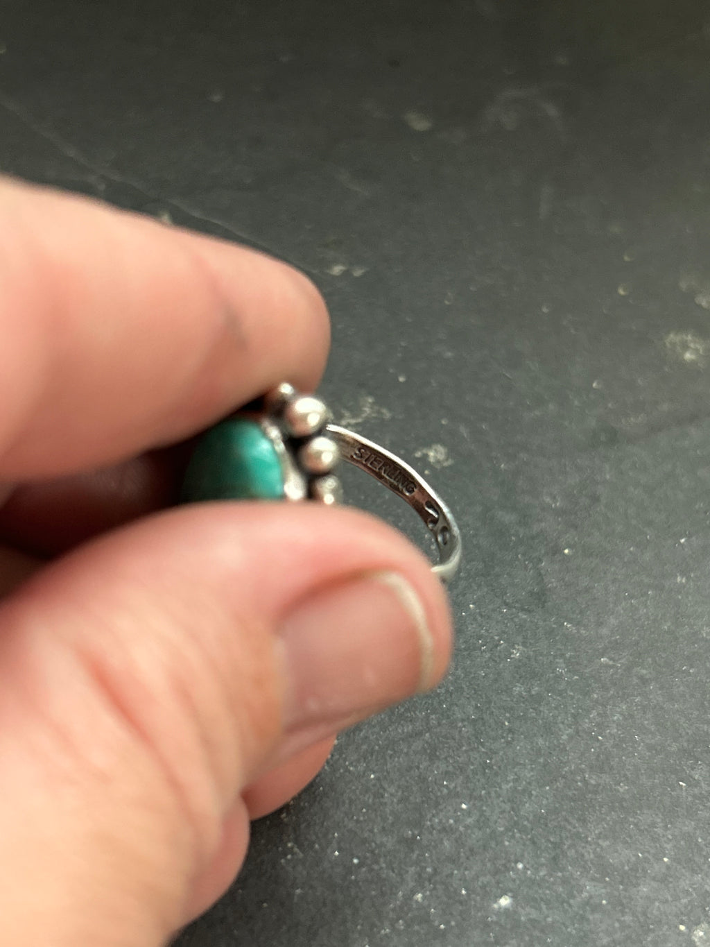 Tyrone Turquoise Stamped Stacking Ring