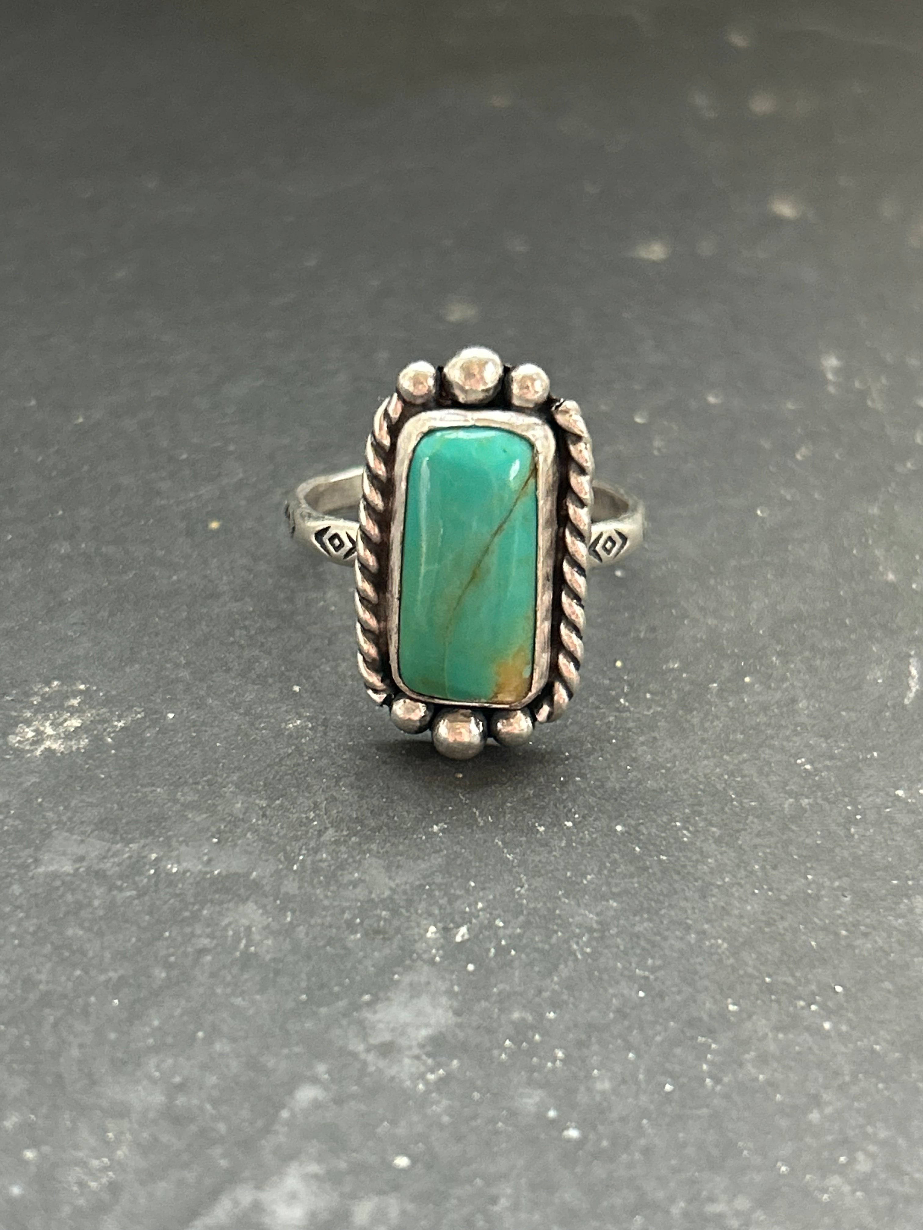 Royston Turquoise Stamped Stacking Ring Style #8