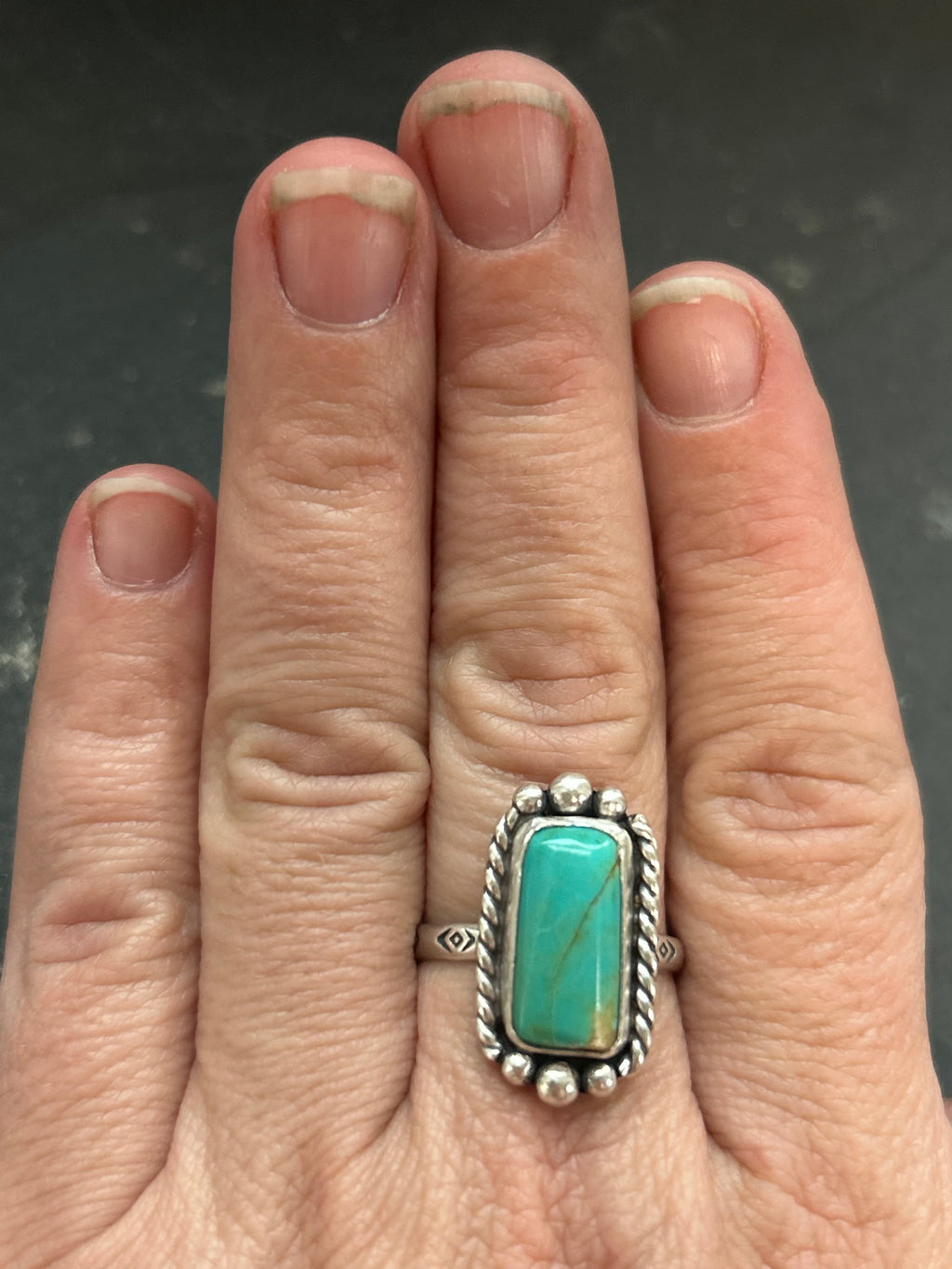 Royston Turquoise Stamped Stacking Ring Style #8