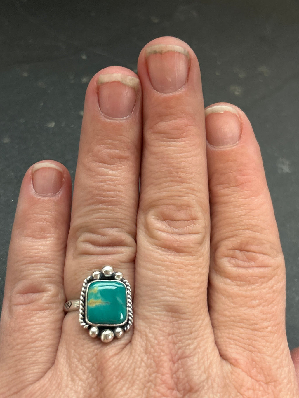 Royston Turquoise Stamped Stacking Ring Style #9