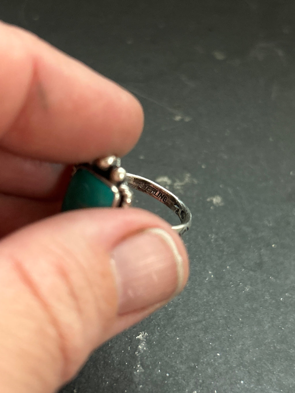 Royston Turquoise Stamped Stacking Ring Style #9