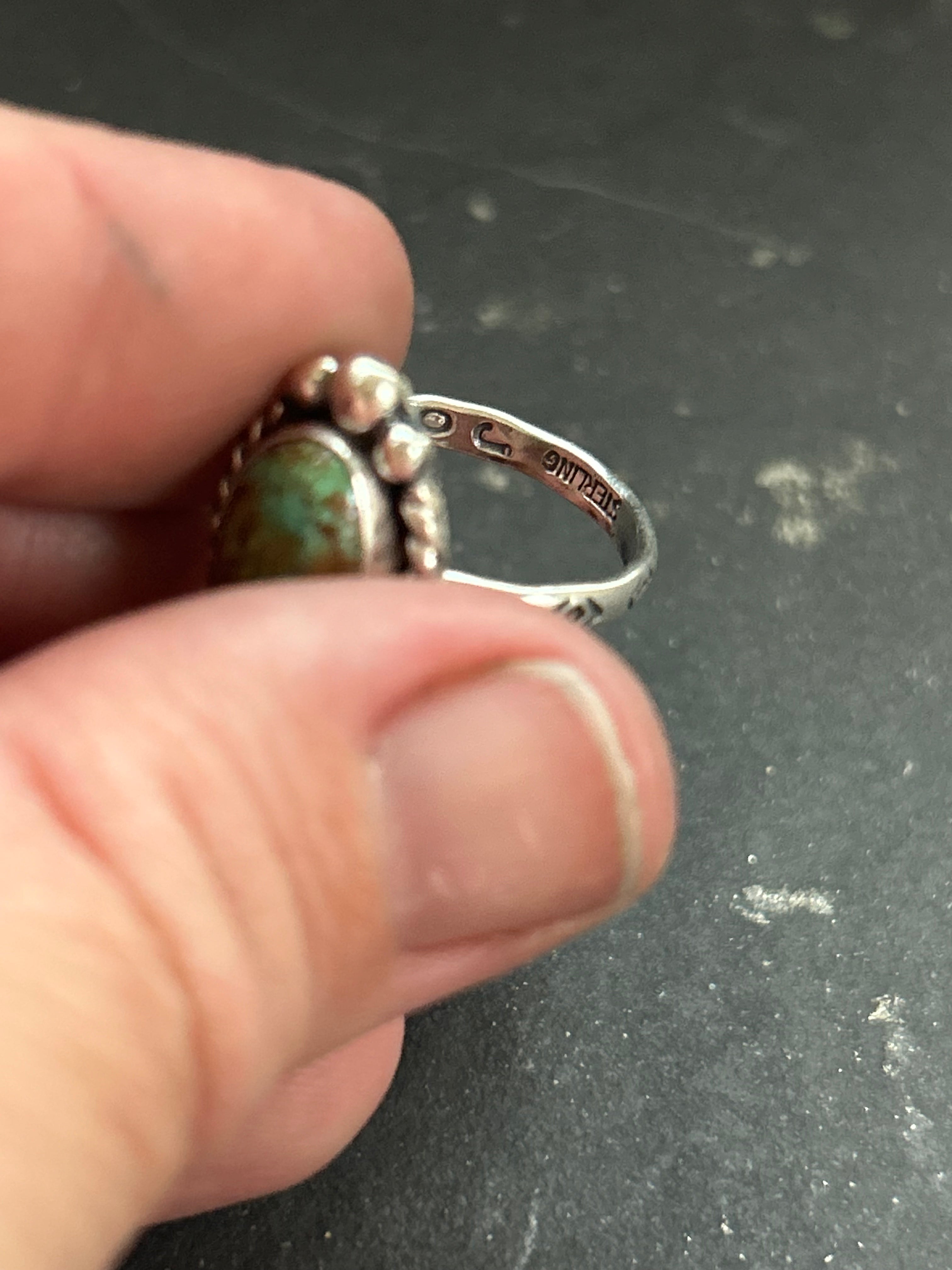 Royston Turquoise Stamped Stacking Ring Style #10