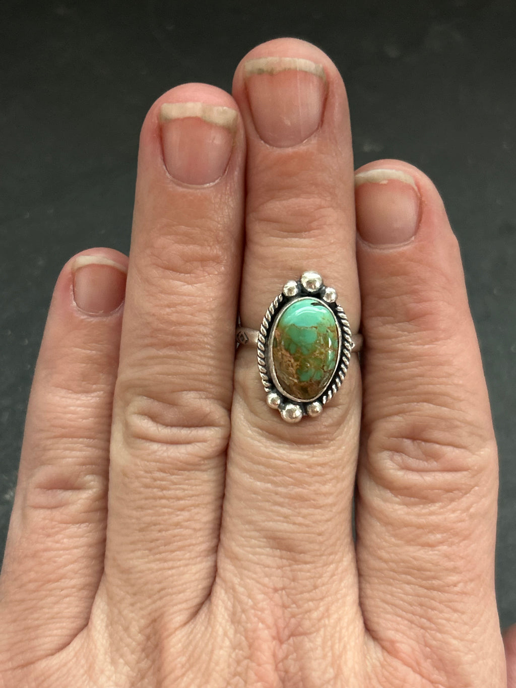 Royston Turquoise Stamped Stacking Ring Style #11