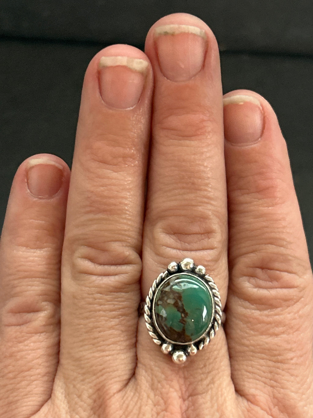 Royston Turquoise Stamped Stacking Ring Style #12