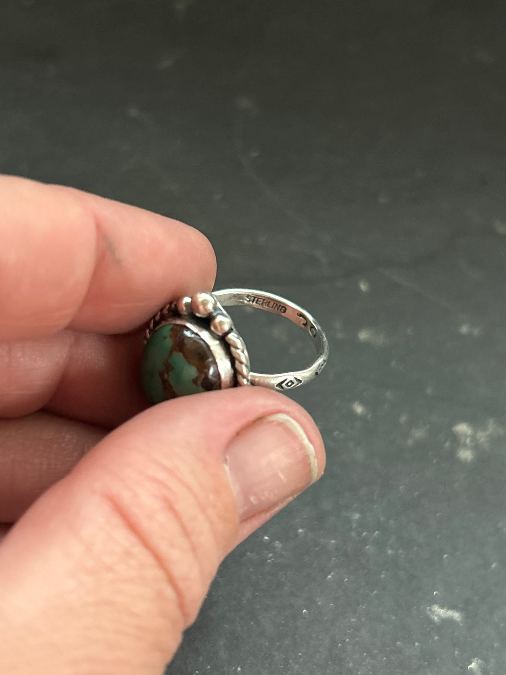 Royston Turquoise Stamped Stacking Ring Style #12