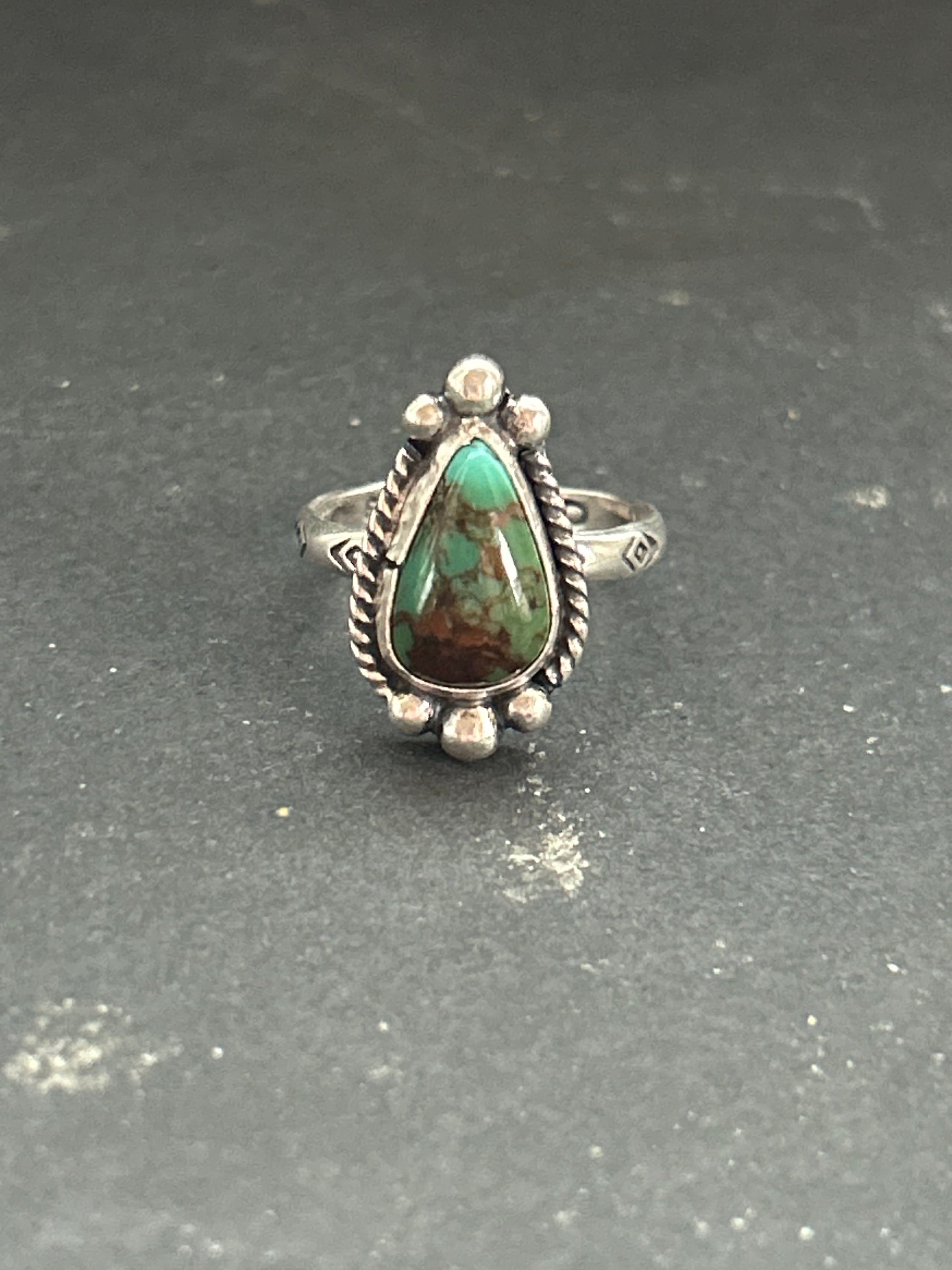 Royston Turquoise Stamped Stacking Ring Style #13