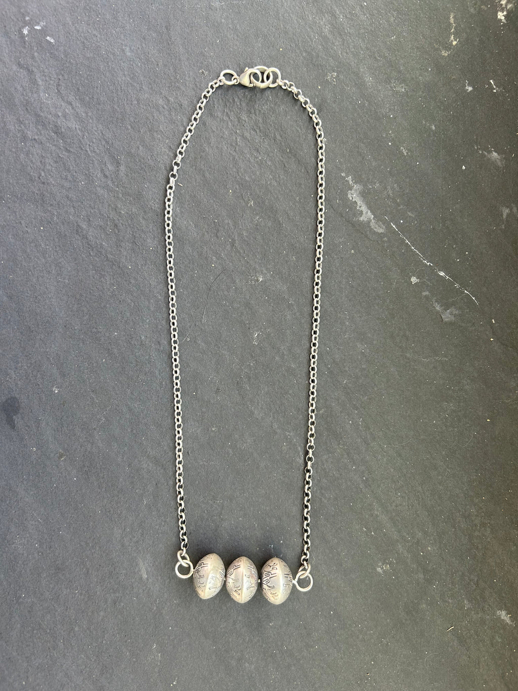 Sterling Silver Prickly Wolf Ball Bar Necklace