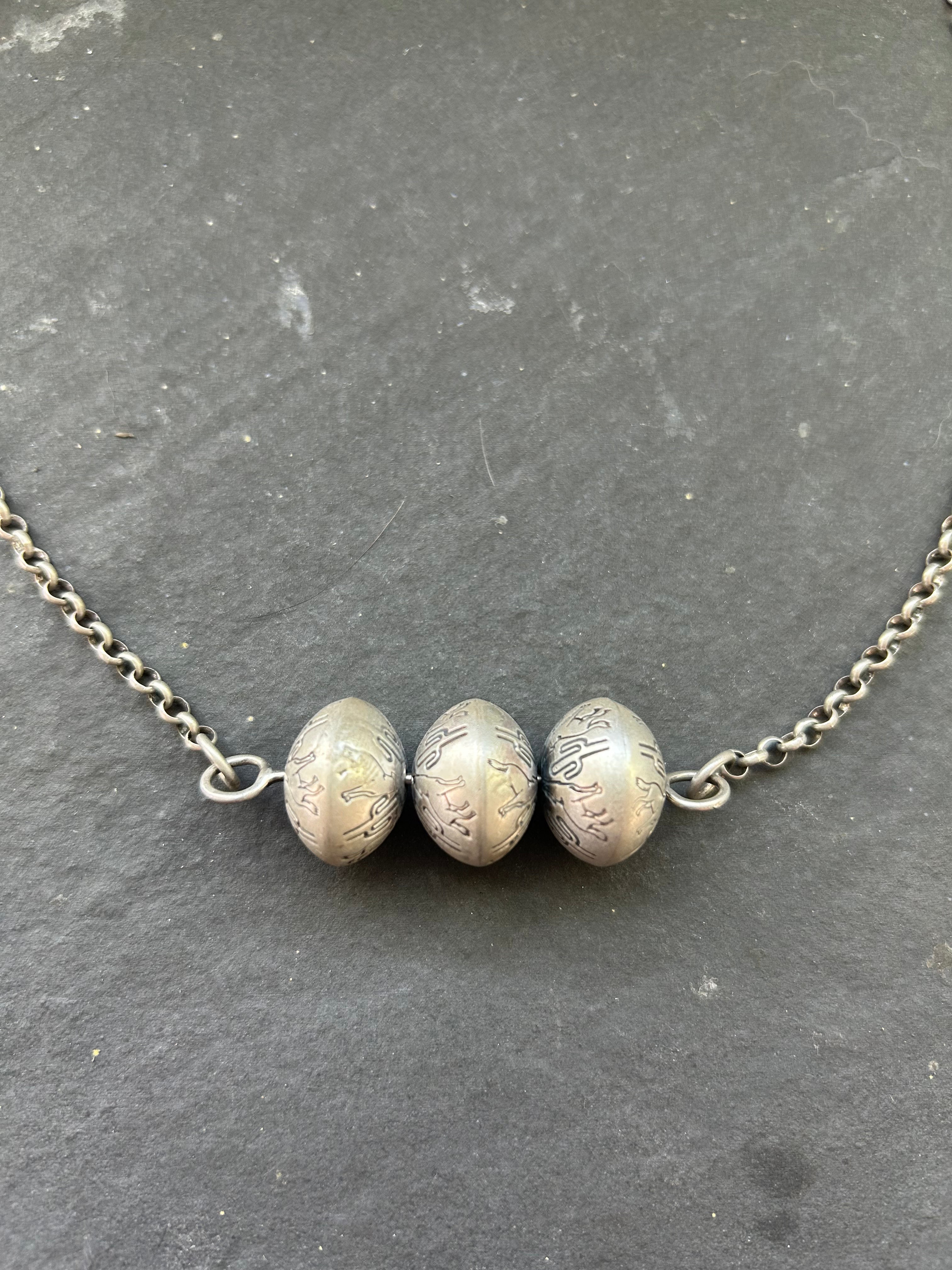 Sterling Silver Prickly Wolf Ball Bar Necklace