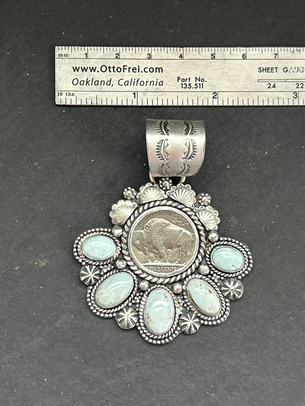 Dry Creek Turquoise Buffalo Nickel Pendant