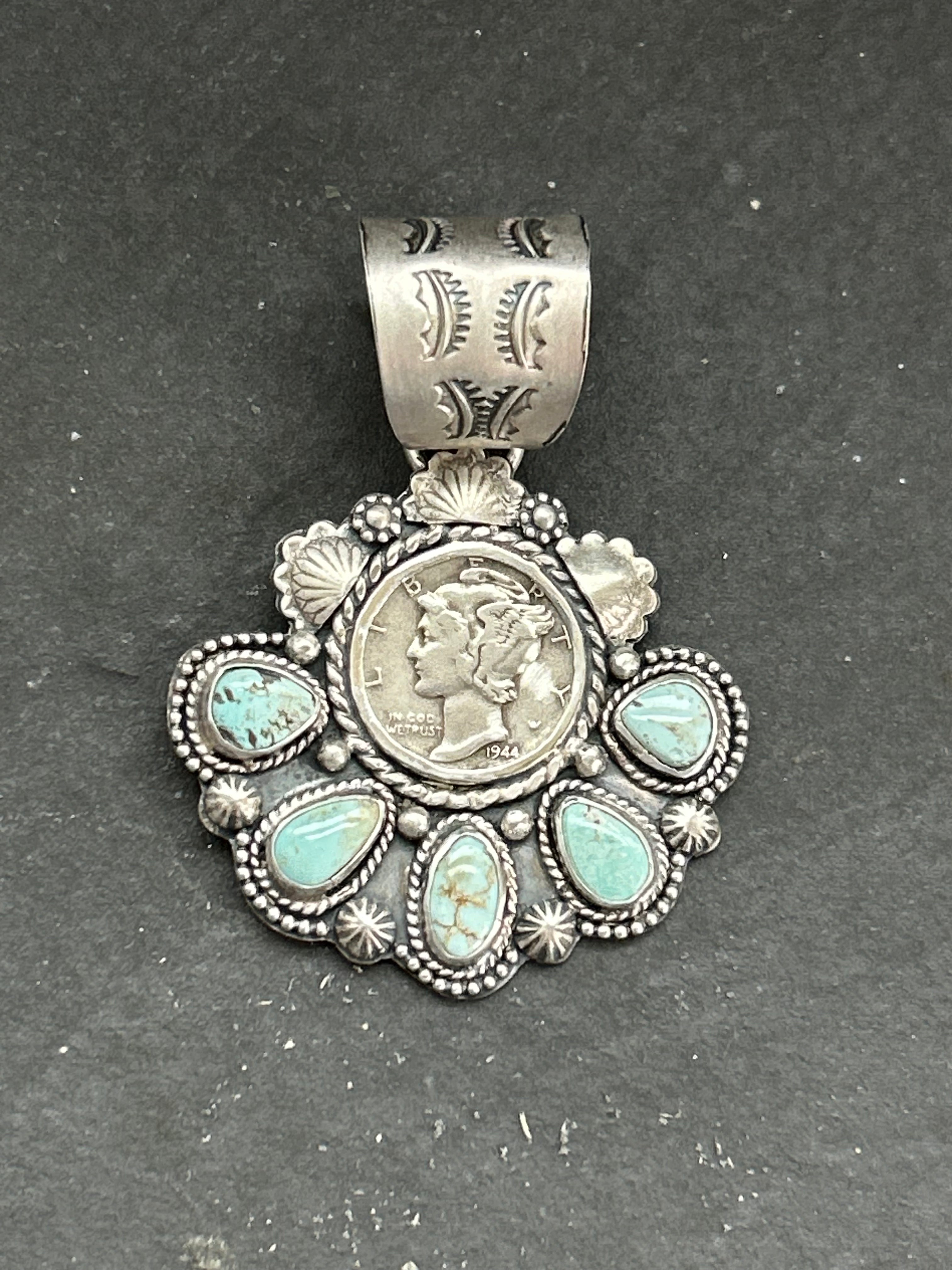 Dry Creek Turquoise Mercury Dime Pendant