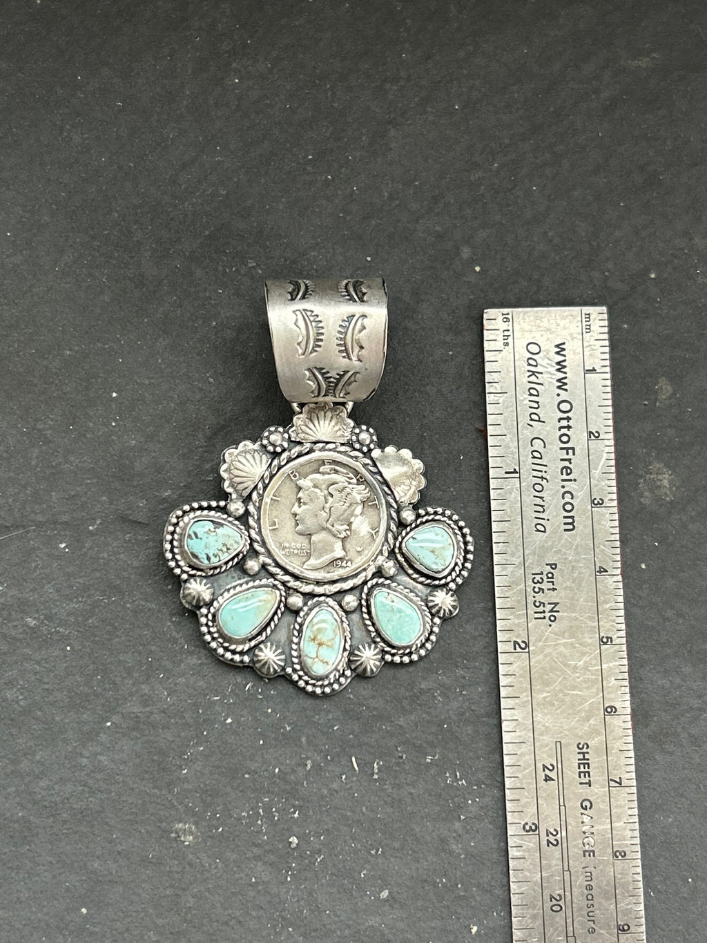 Dry Creek Turquoise Mercury Dime Pendant