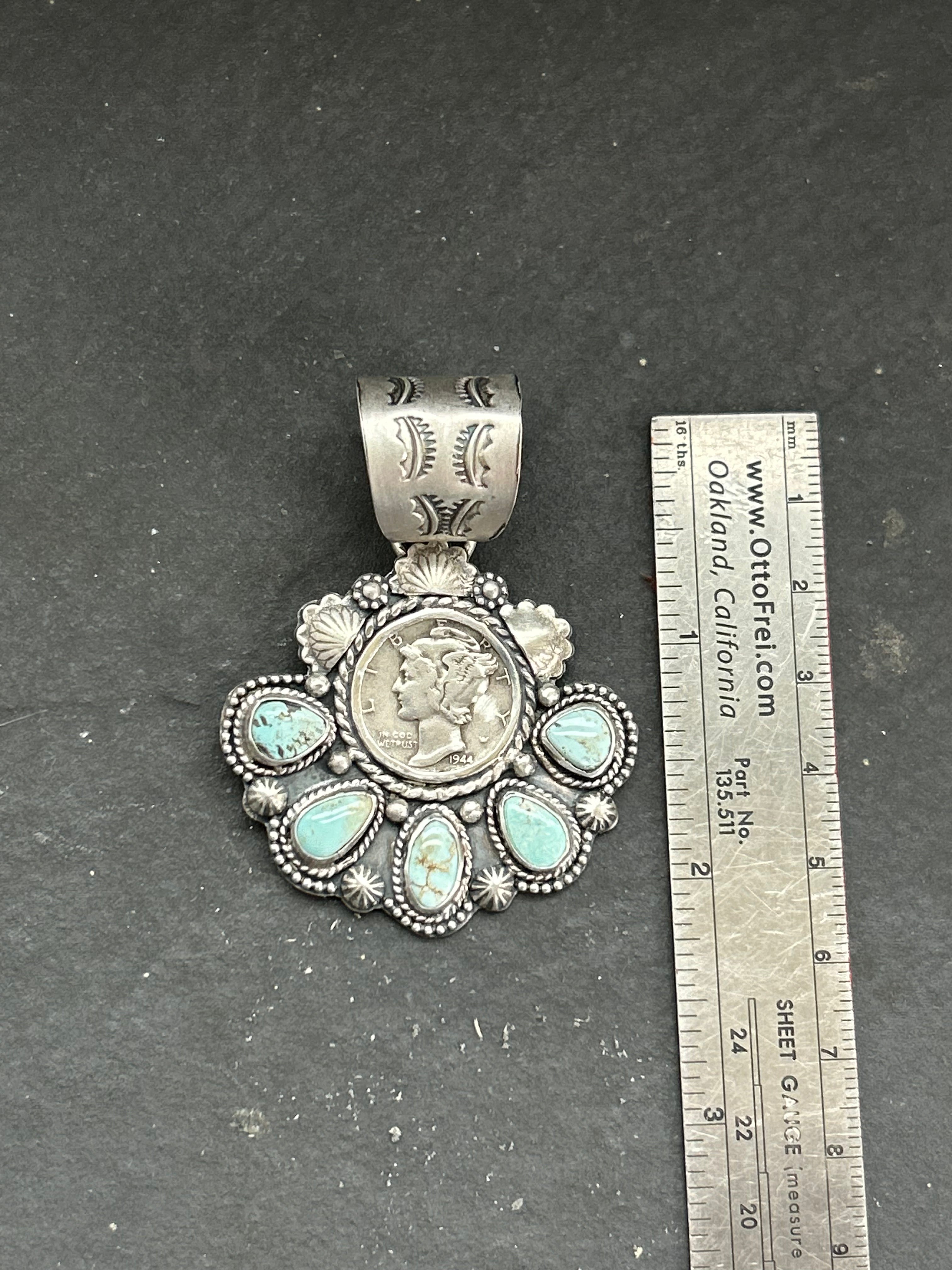Dry Creek Turquoise Mercury Dime Pendant
