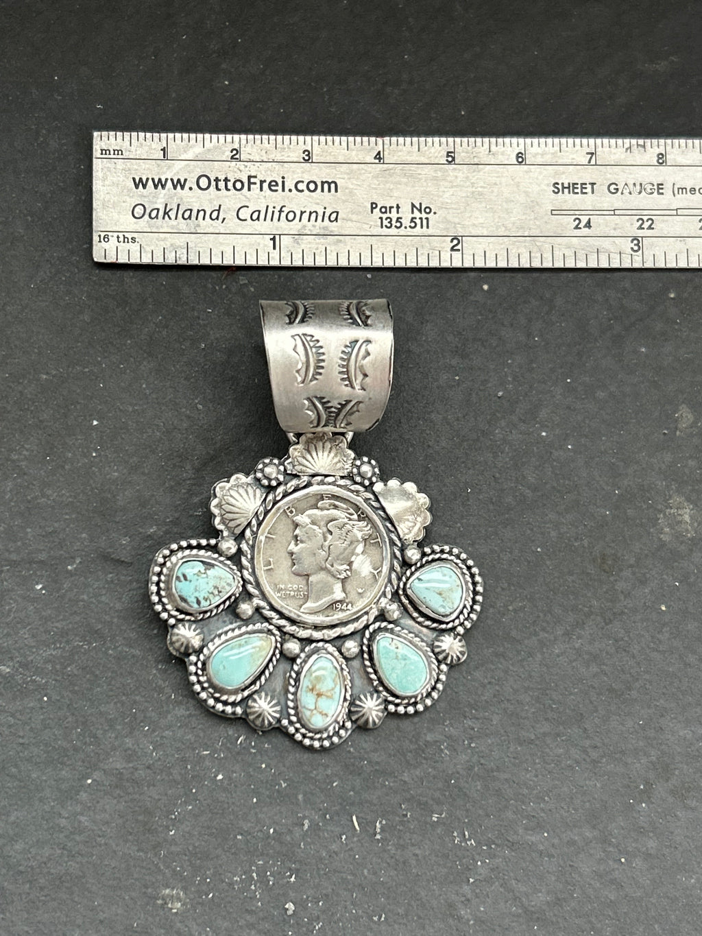 Dry Creek Turquoise Mercury Dime Pendant