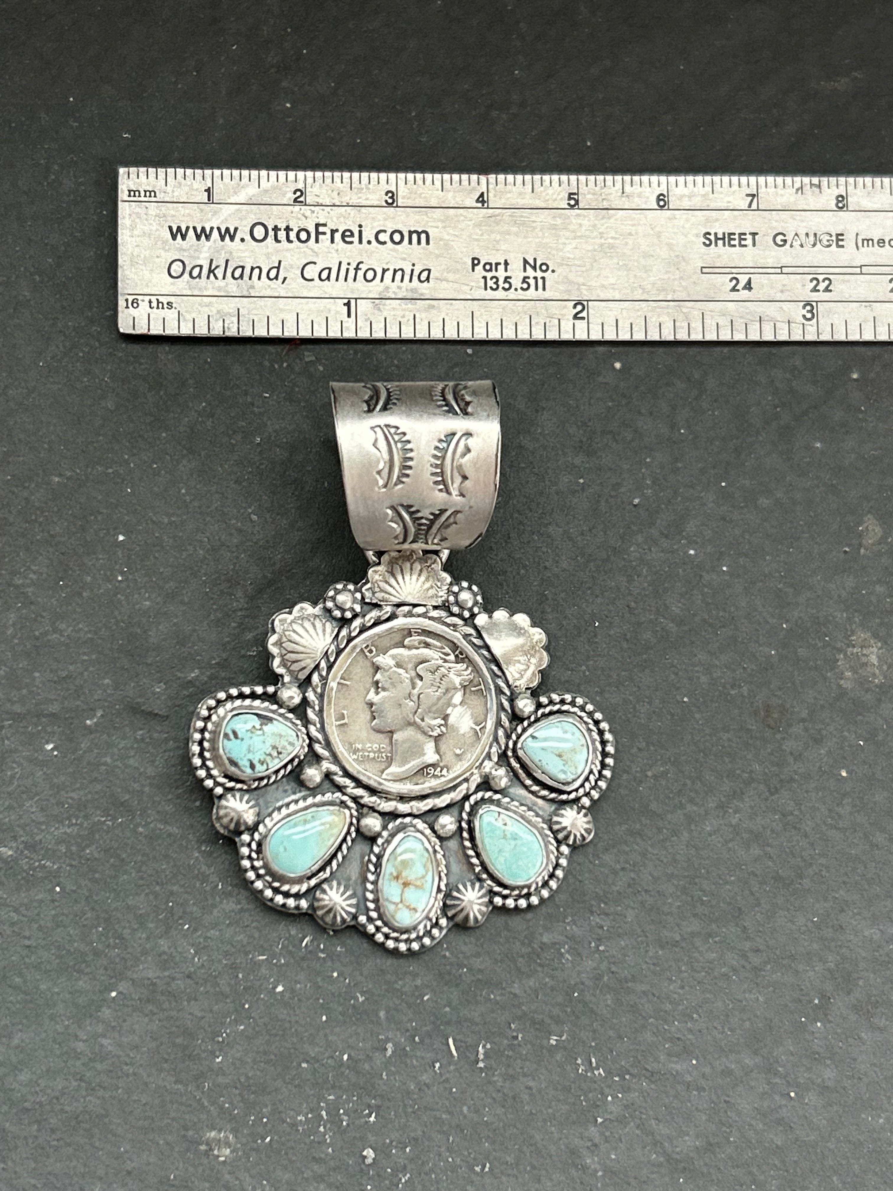Dry Creek Turquoise Mercury Dime Pendant