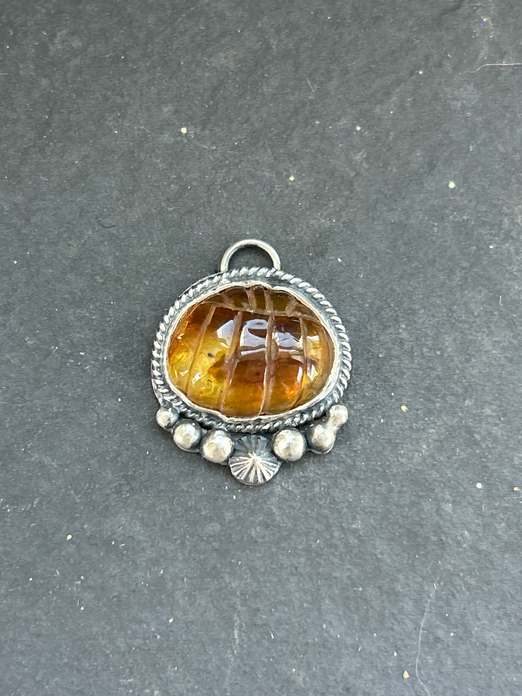 Item #23 Baltic Amber Carved Pumpkin Charm