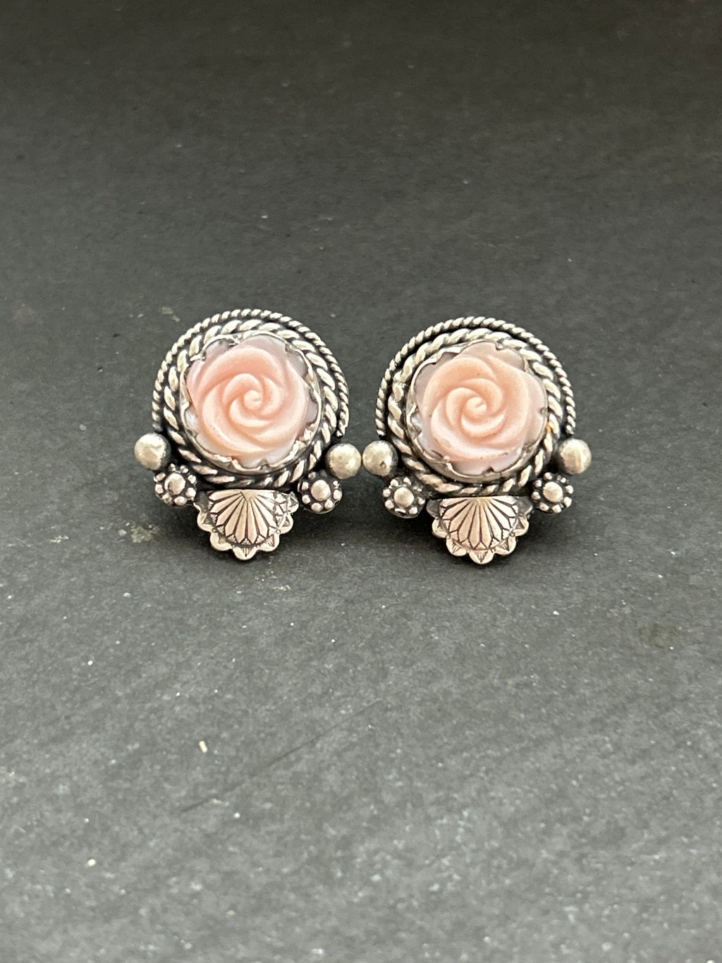Pink Conch Rose Studs