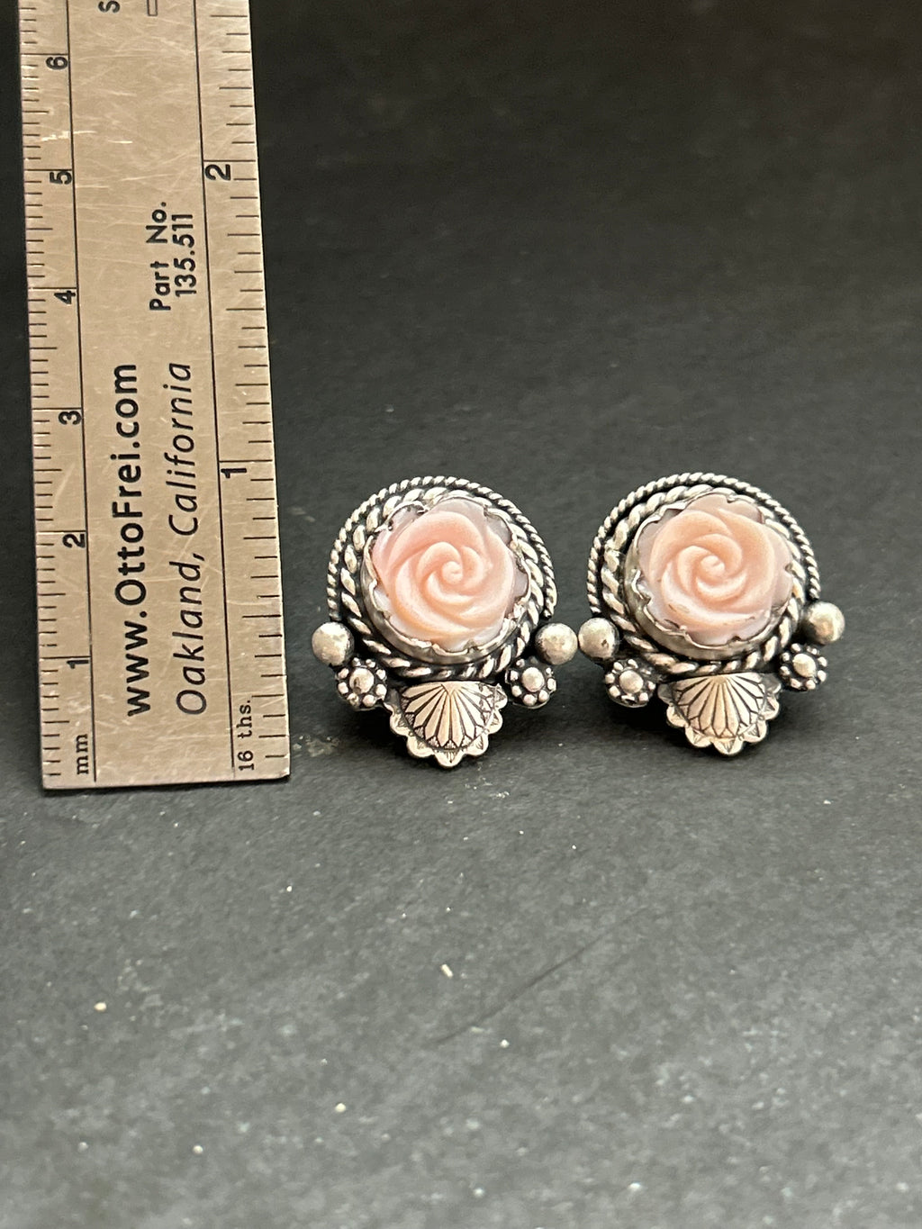 Pink Conch Rose Studs