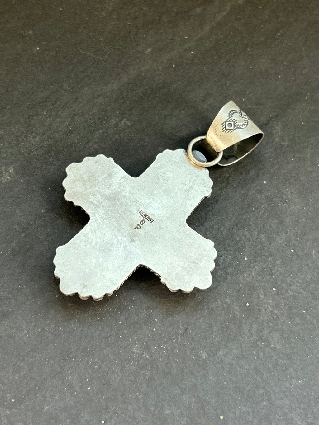 Item #20 Kingman Turquoise + Red Spiny Oyster Cross Pendant