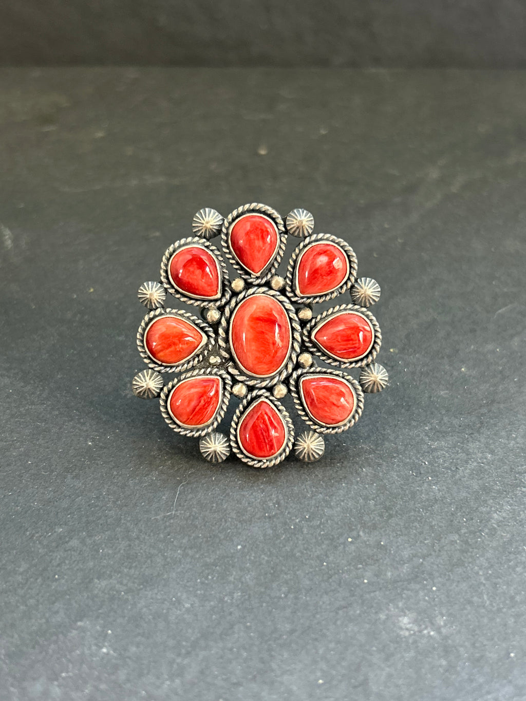 Item #22 Red Spiny Oyster Cluster Ring