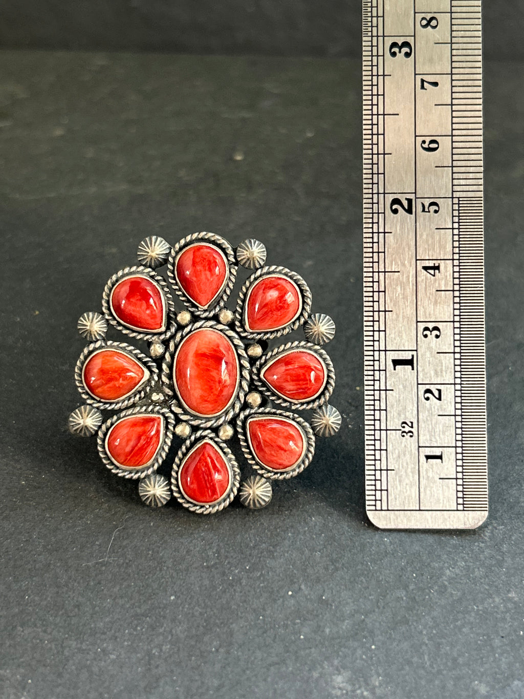 Item #22 Red Spiny Oyster Cluster Ring