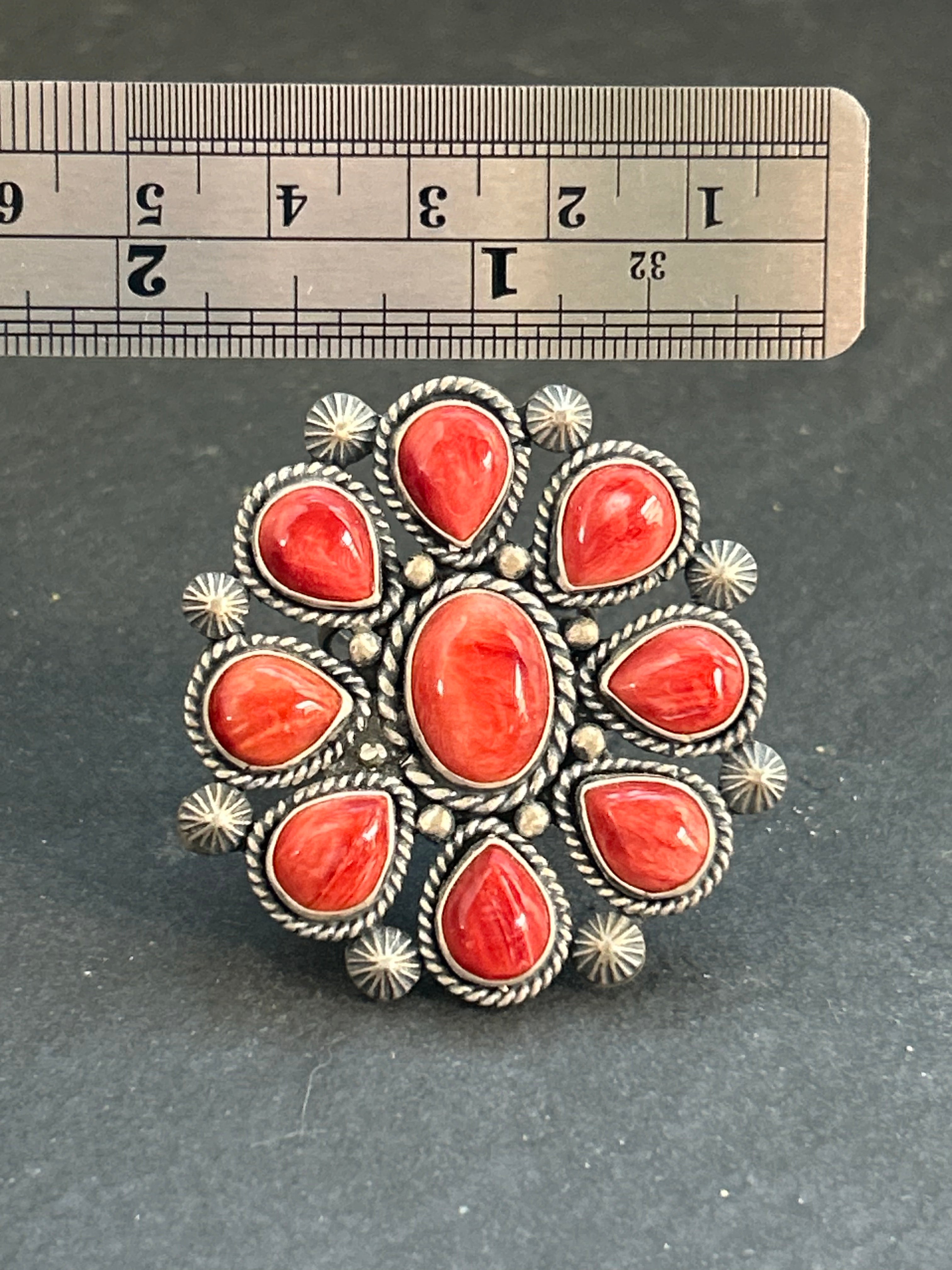 Item #22 Red Spiny Oyster Cluster Ring
