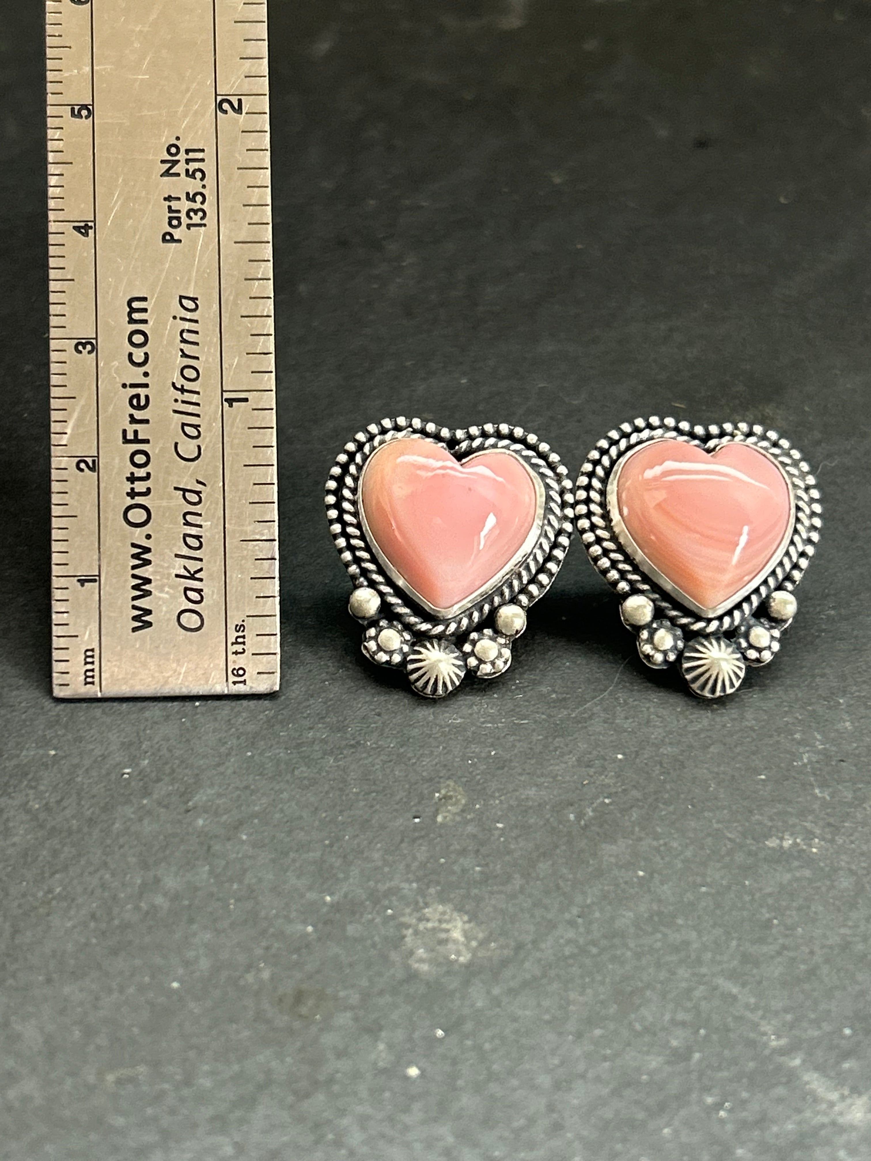 Pink Conch Heart Studs