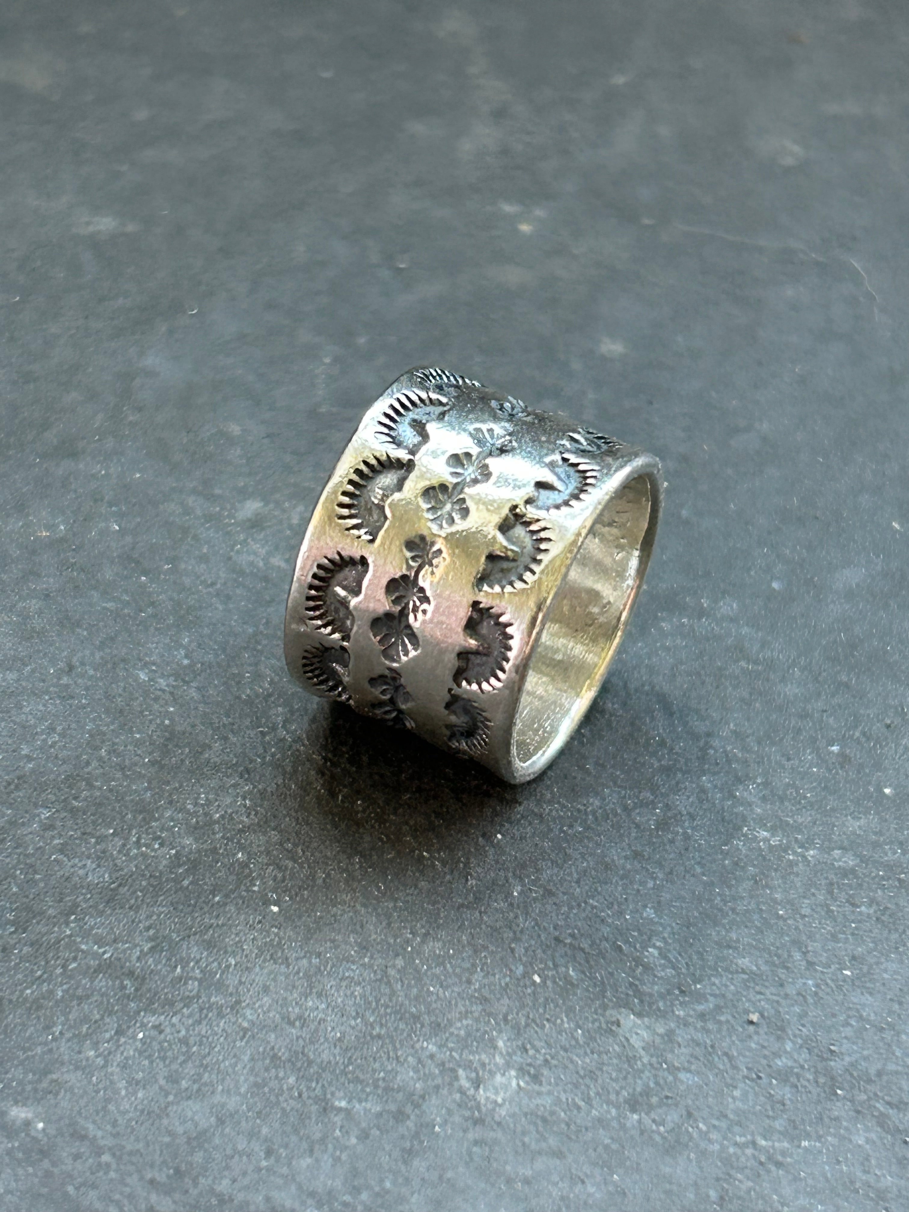 Sterling Silver Wide Band Stamped Stacking Ring Size 3.5 Style #1