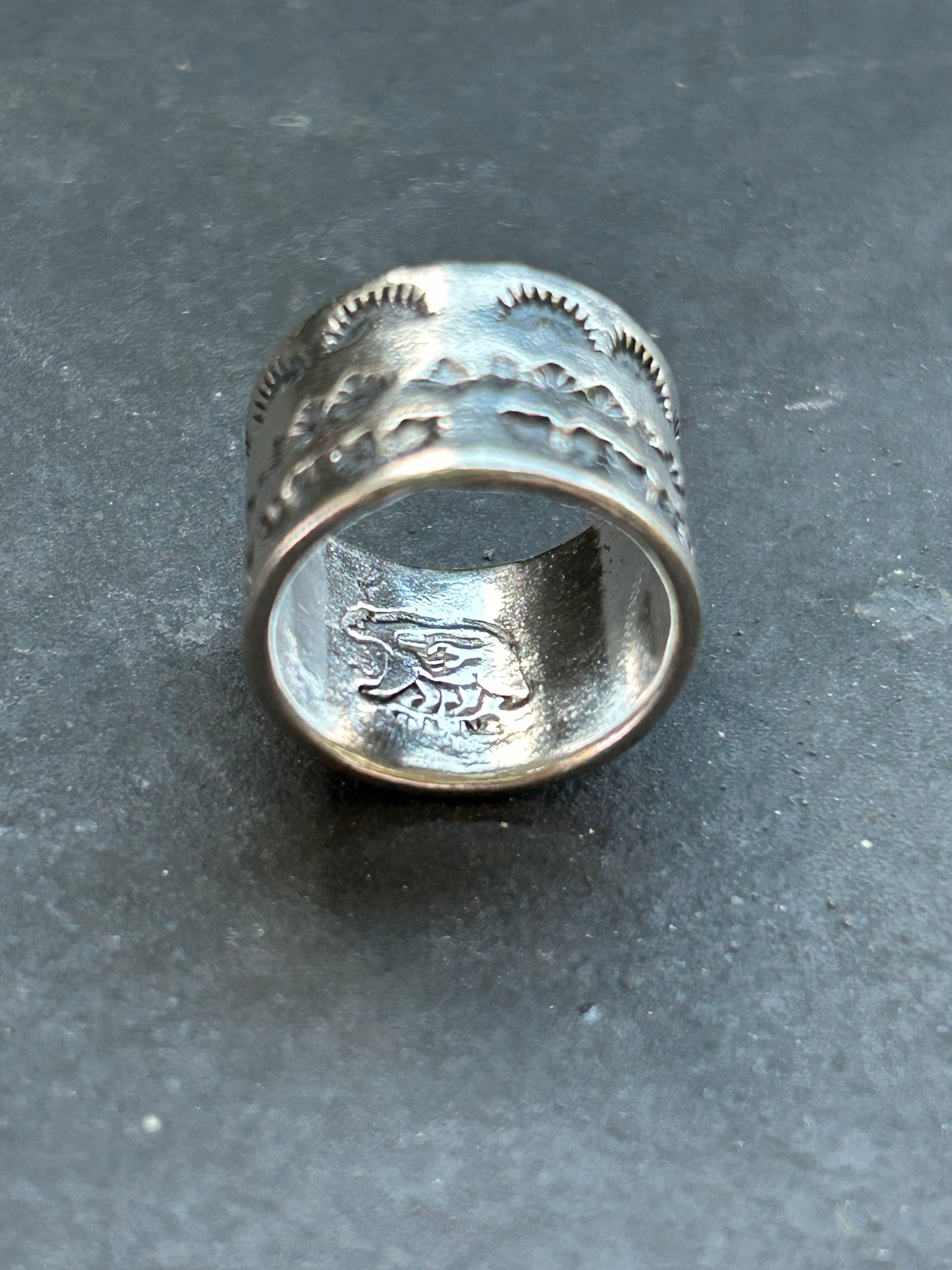 Sterling Silver Wide Band Stamped Stacking Ring Size 3.5 Style #1