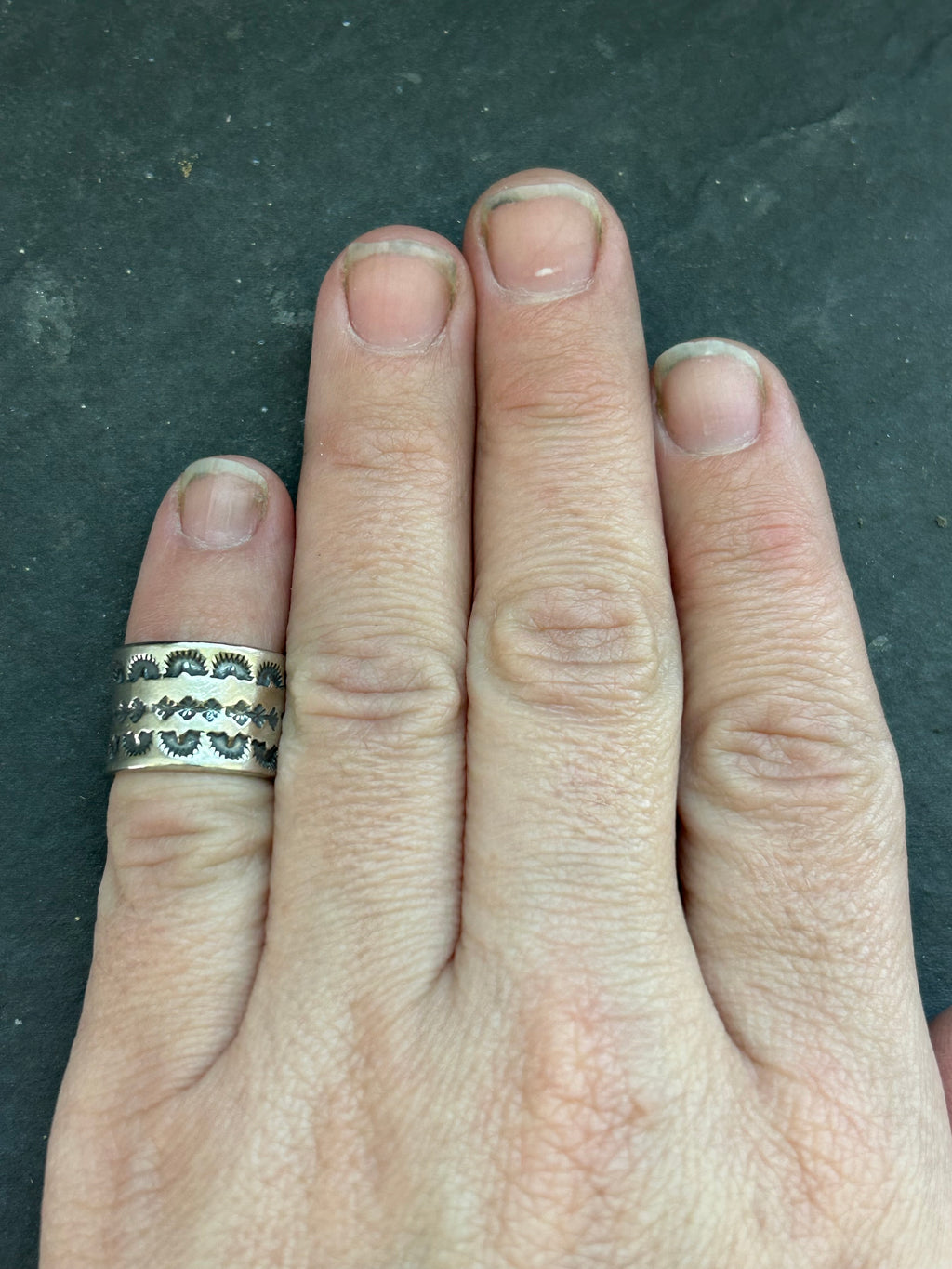 Sterling Silver Wide Band Stamped Stacking Ring Size 3.5 Style #1