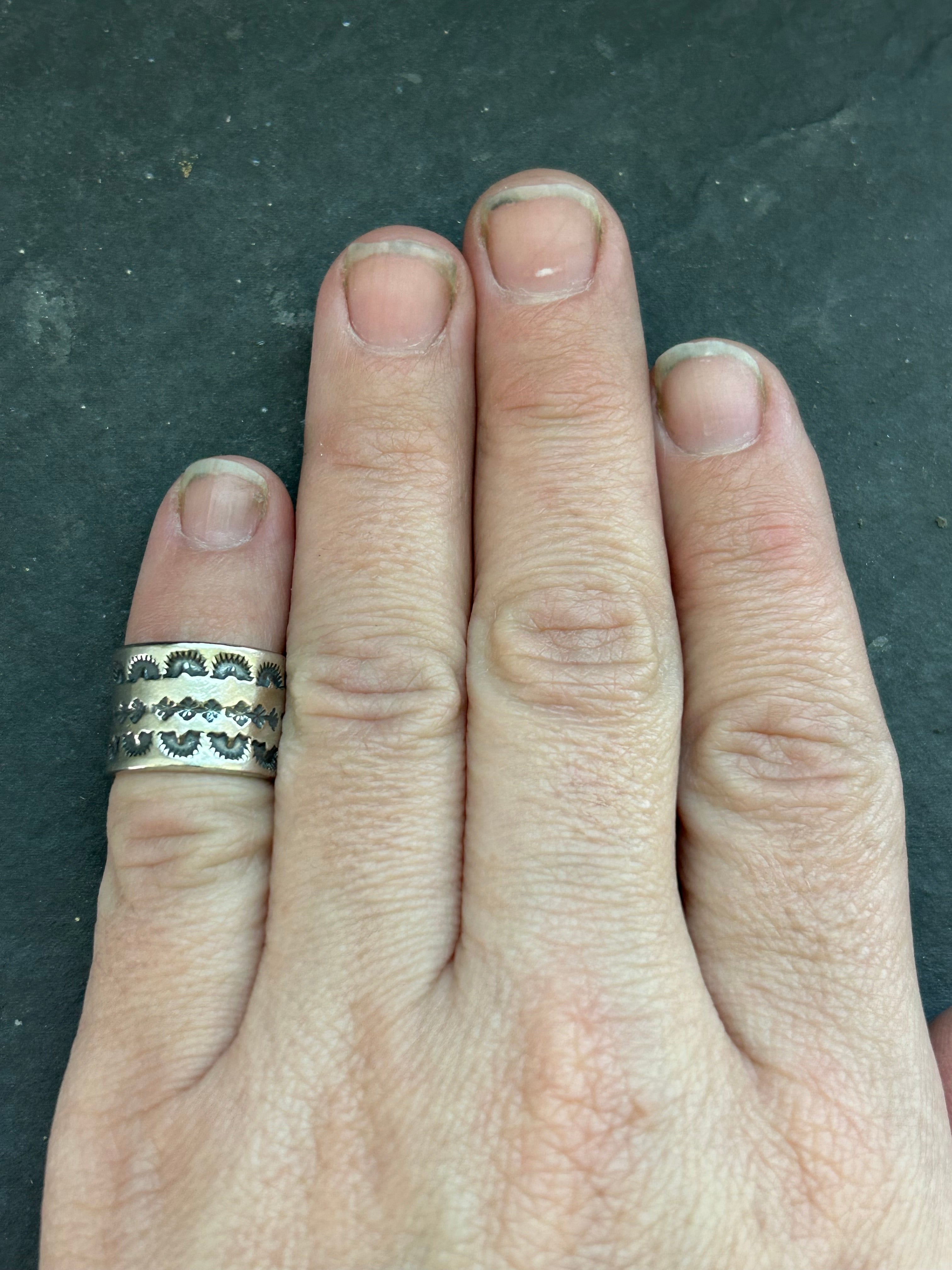 Sterling Silver Wide Band Stamped Stacking Ring Size 3.5 Style #1