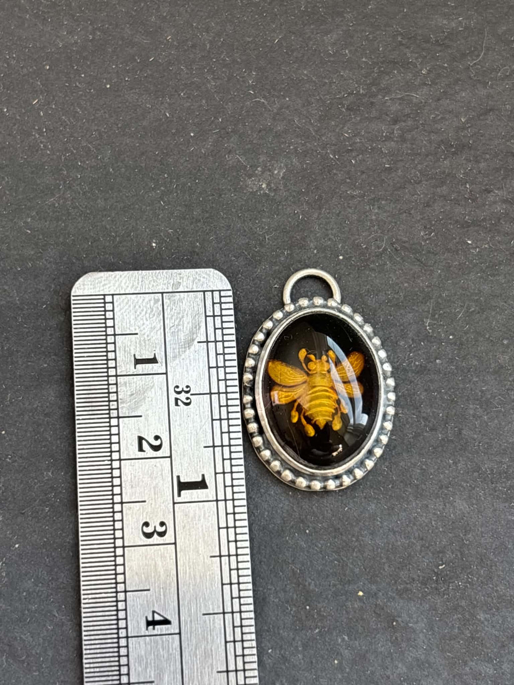 68. Baltic Amber Intaglio Honey Bee Charm