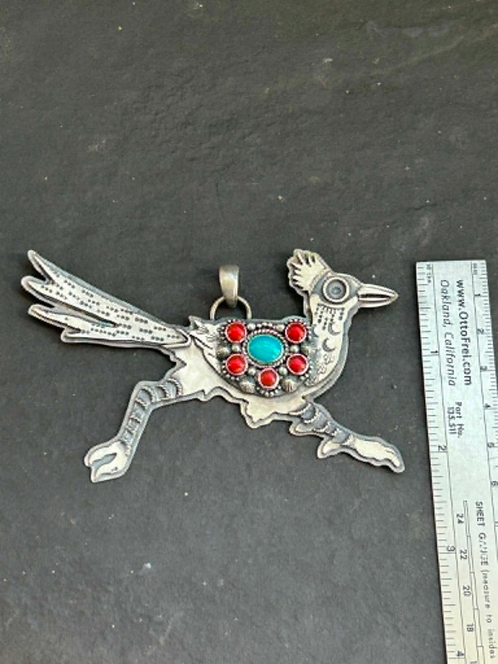 Sleeping Beauty Turquoise + Red Coral Spirit Runner Pendant