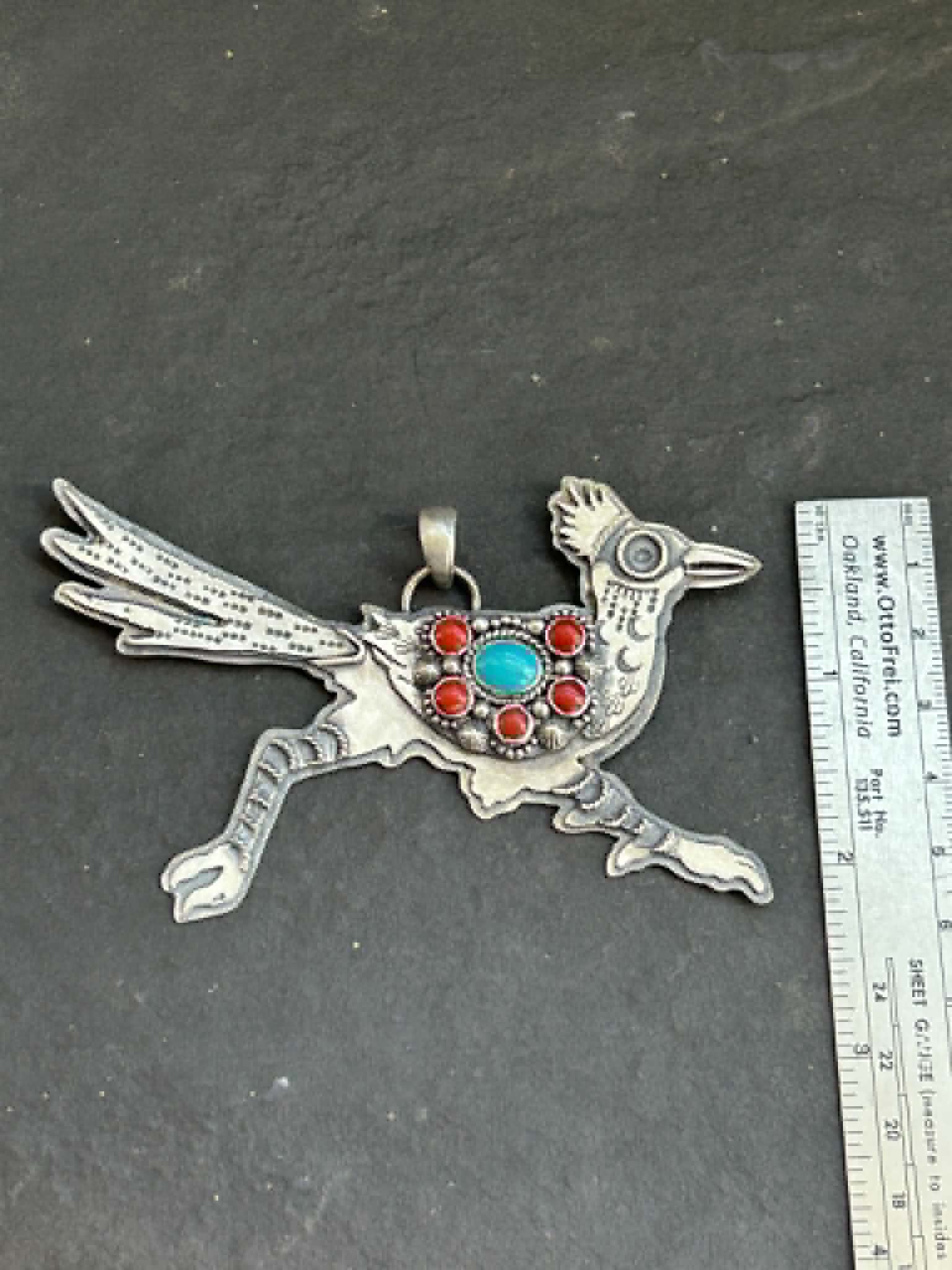 Sleeping Beauty Turquoise + Red Coral Spirit Runner Pendant
